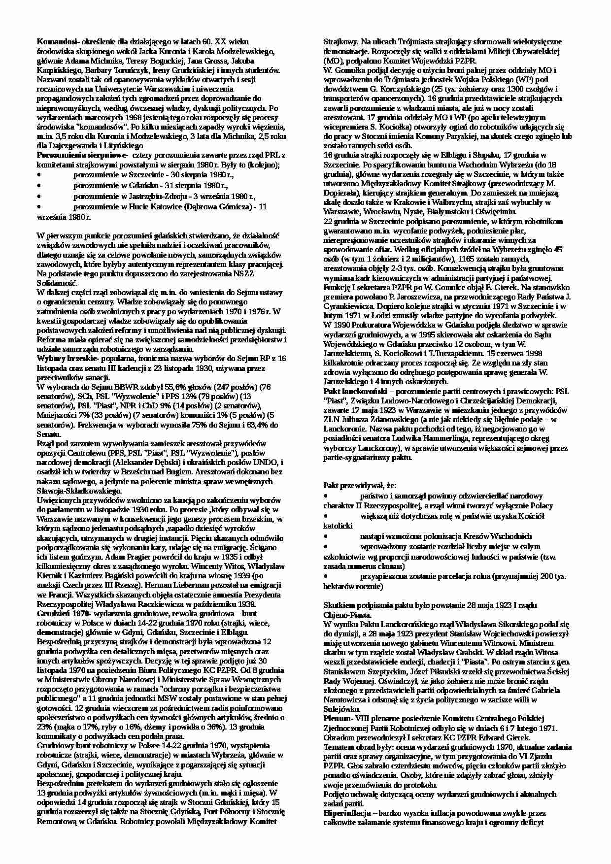 Historia polityczna Polski XX wieku - pojęcia - Komandosi - strona 1