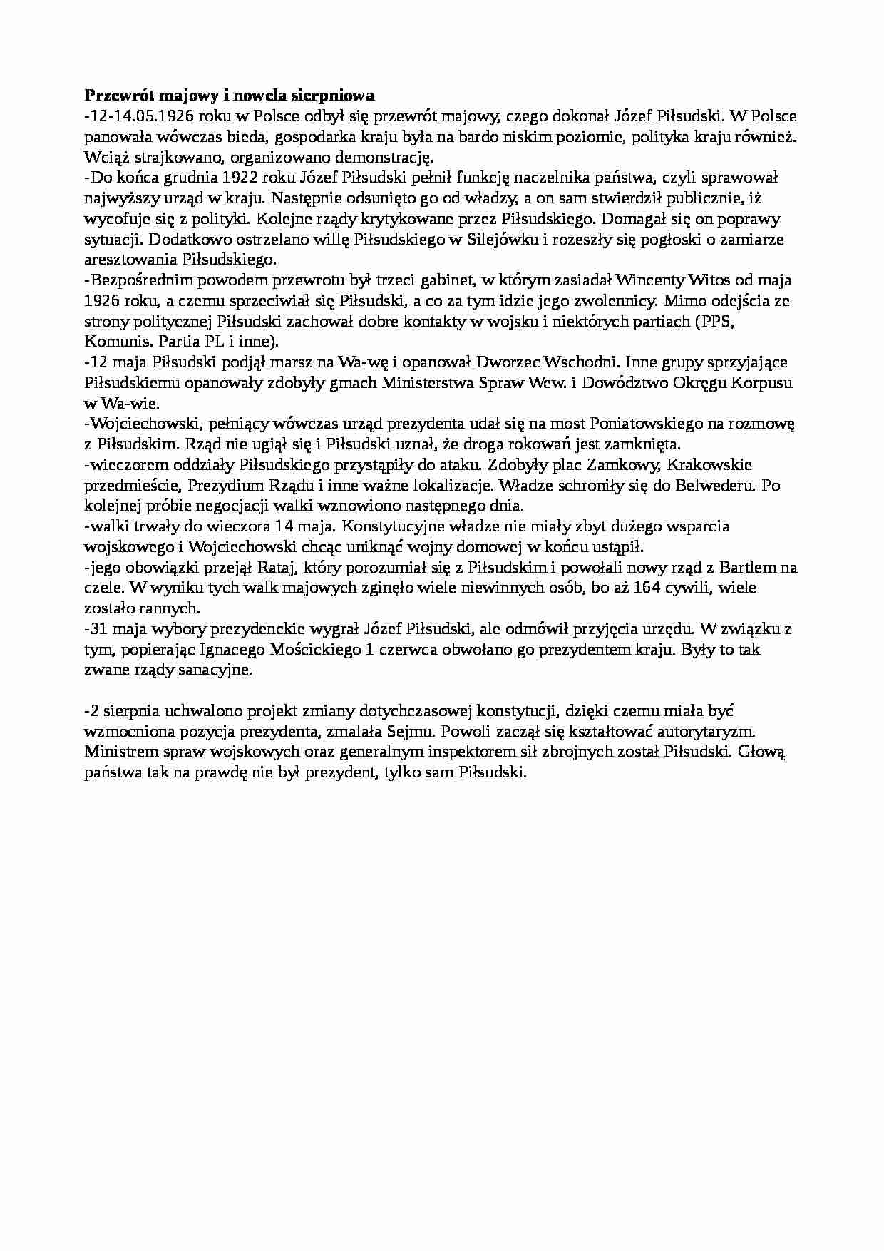 Przewrót majowy i nowela sierpniowa - strona 1
