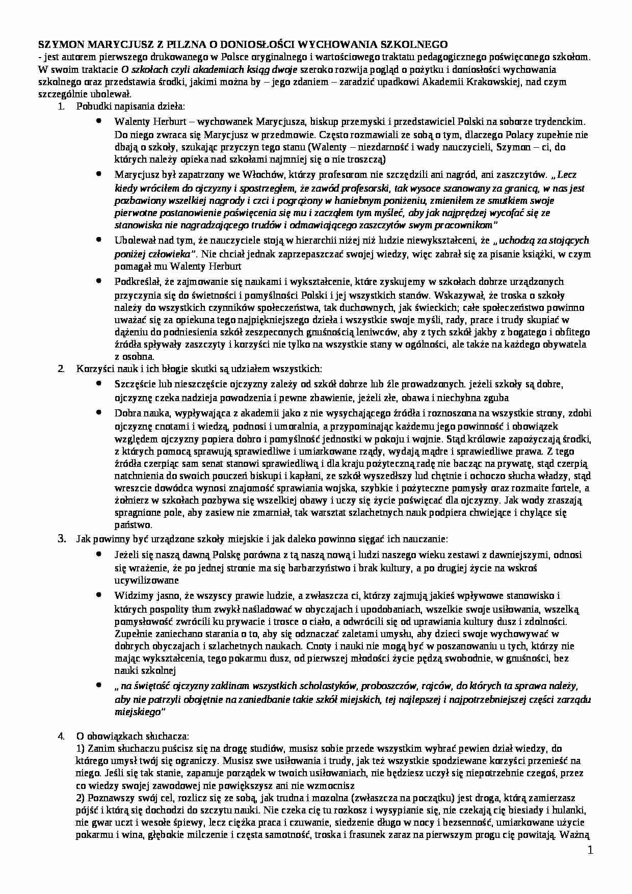 O doniosłości wychowania szkolnego  - strona 1