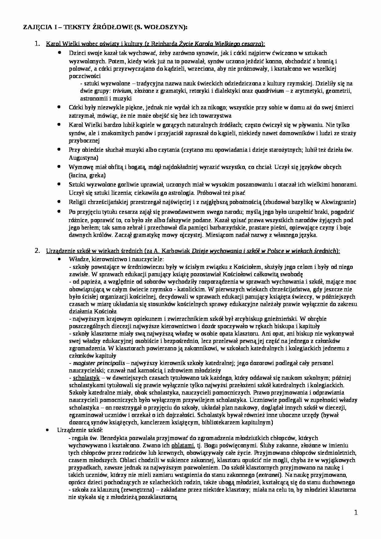 Historia wychowania - zagadnienia na egzamin  - strona 1