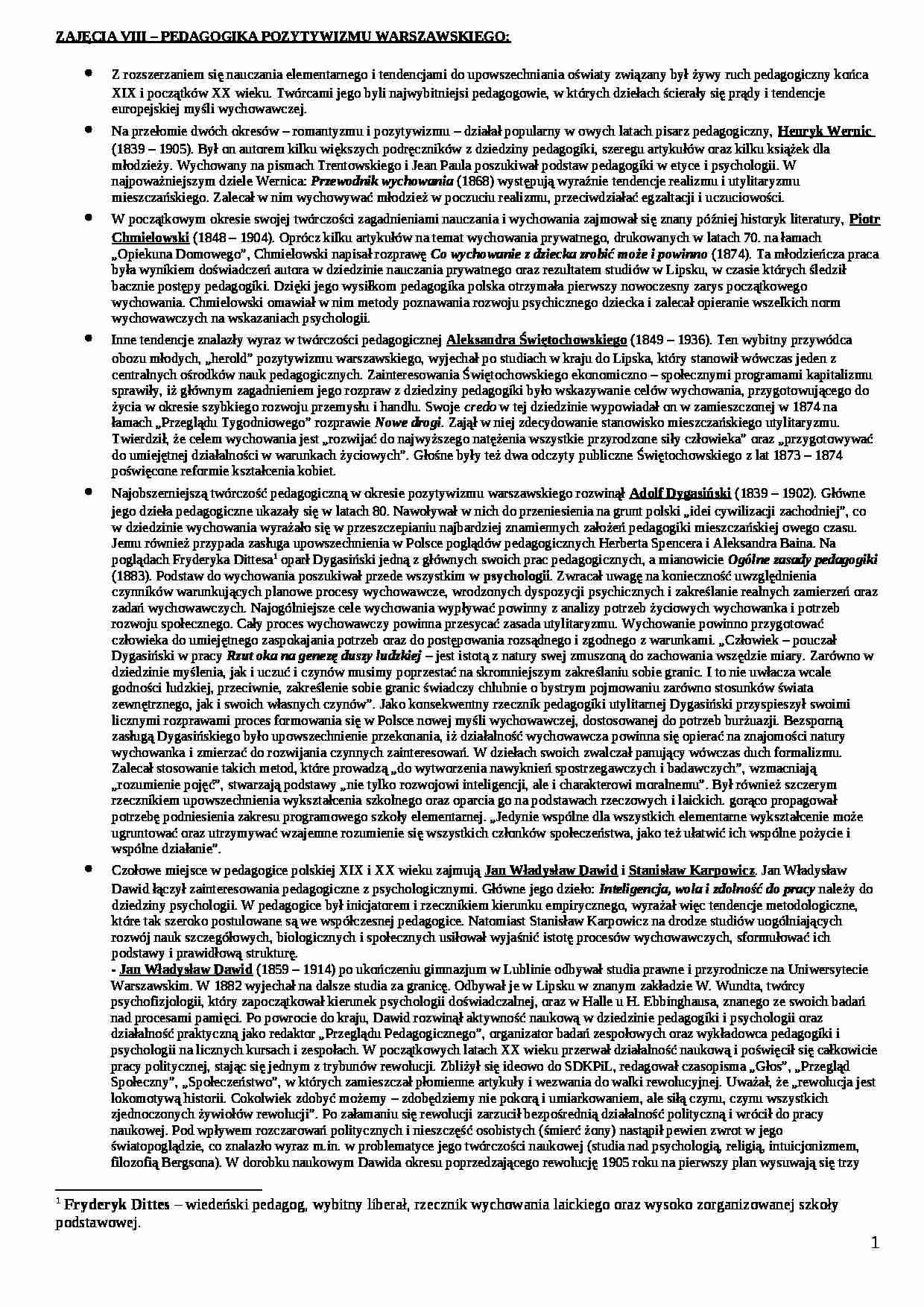 Pedagogika pozytywizmu warszawskiego - strona 1