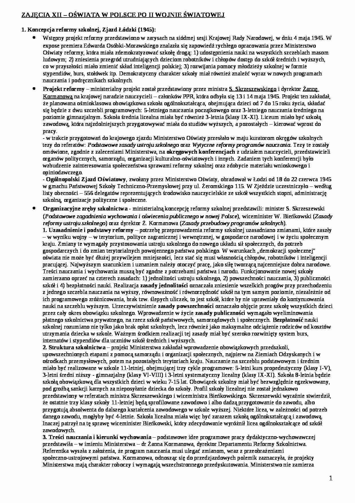 Oświata w Polsce po II wojnie światowej  - strona 1