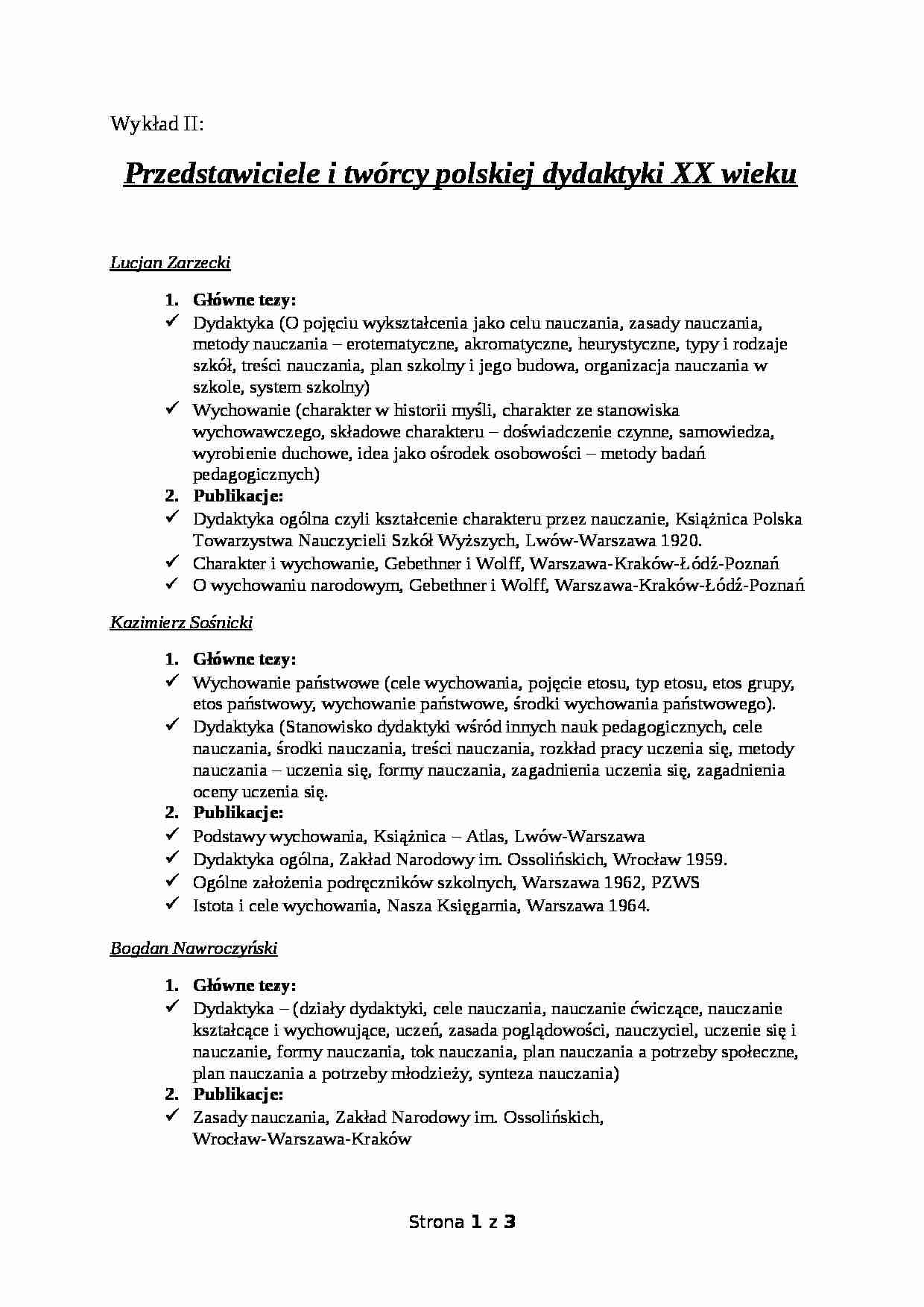 Przedstawiciele i twórcy polskiej dydaktyki XX wieku - strona 1