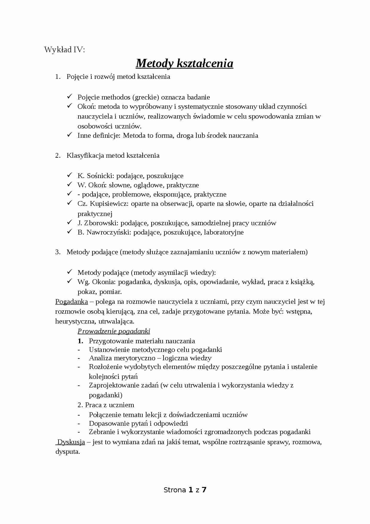 Metody kształcenia - strona 1