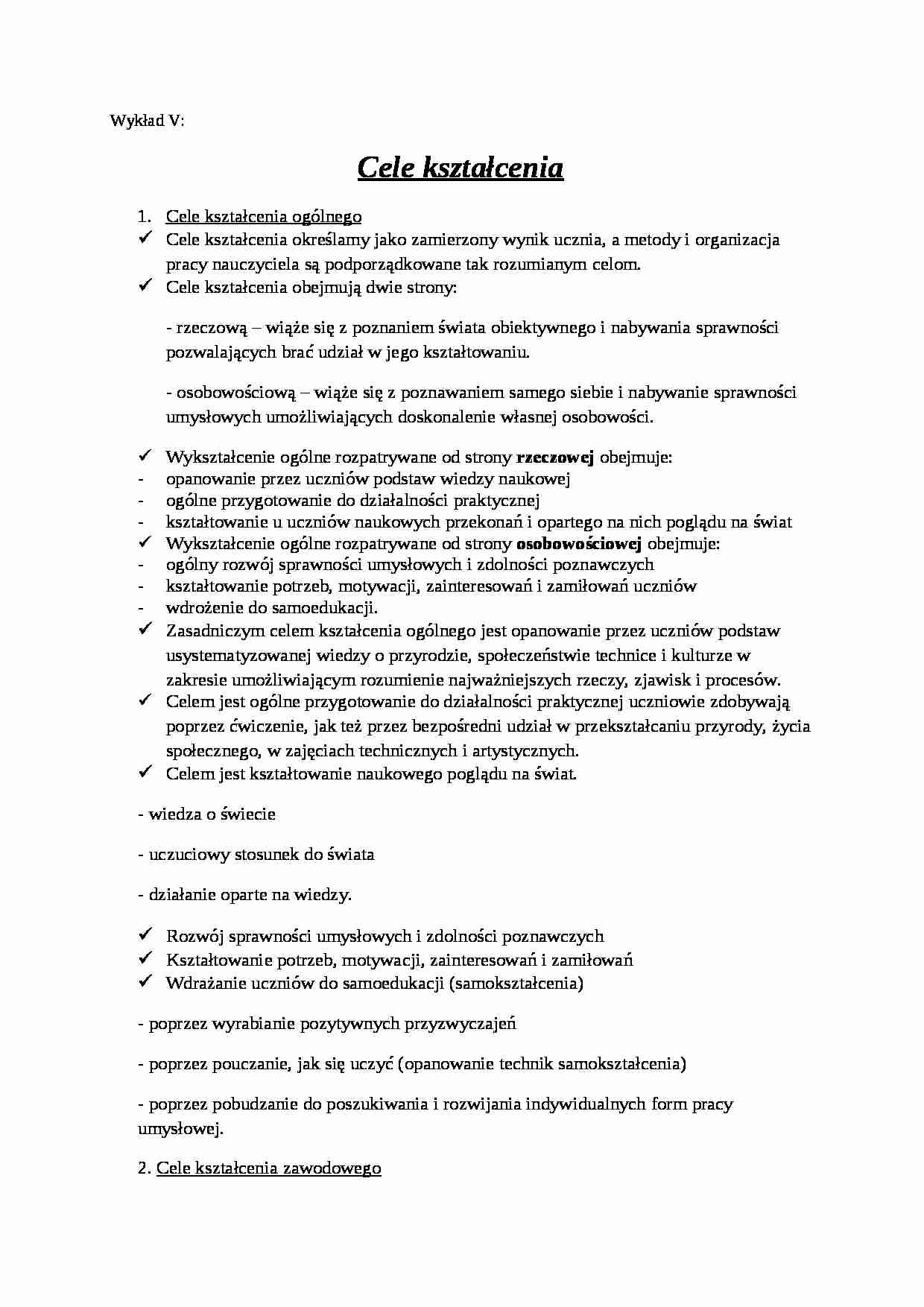 Cele kształcenia - Cele nauczania - strona 1