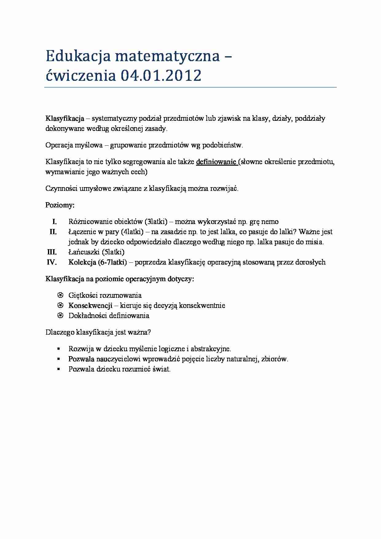 Edukacja matematyczna -  ćwiczenia - strona 1