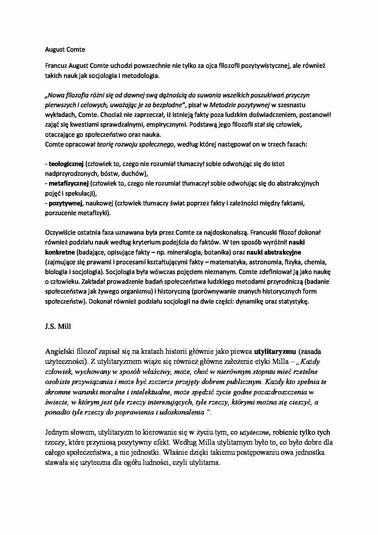 Filozofia pozytywizmu w skrócie - strona 1