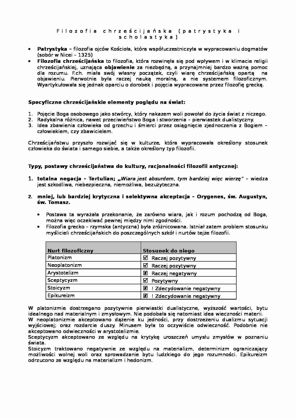 Filozofia chrześcijańska - Patrystyka - strona 1