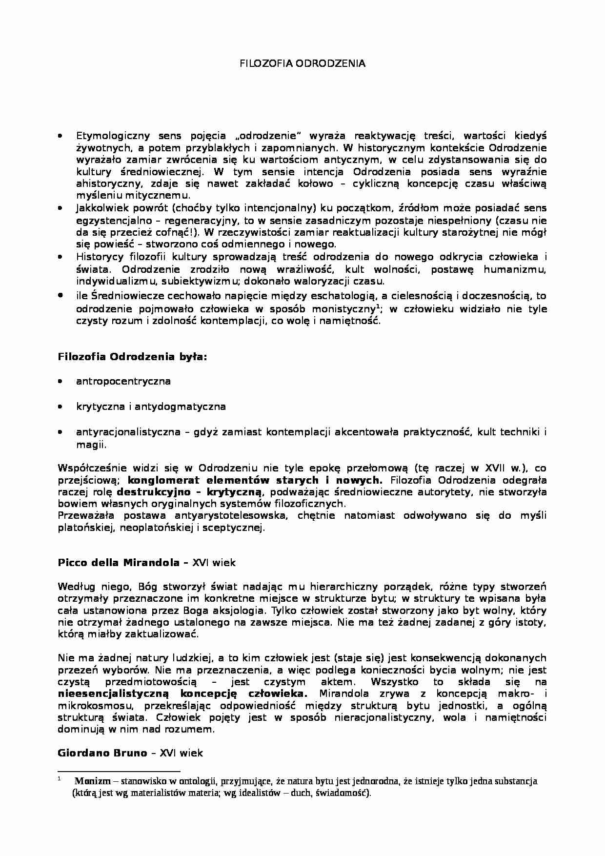 Filozofia odrodzenia  - strona 1
