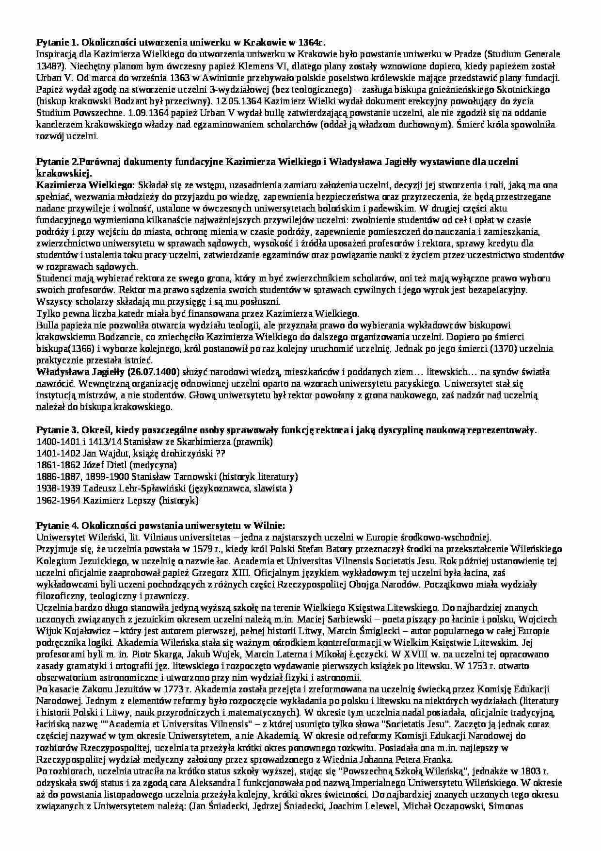 Historia wychowania - zagadnienia na egzamin  - strona 1