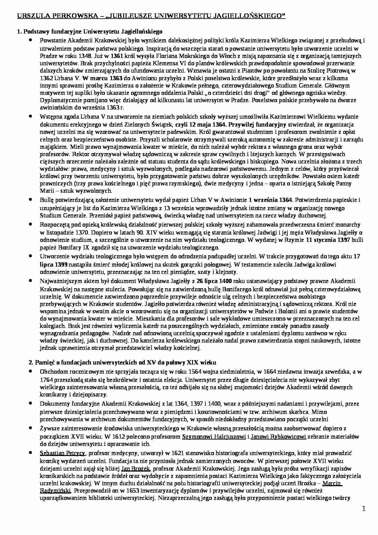 Jubileusze Uniwersytetu Jagielońskiego - strona 1