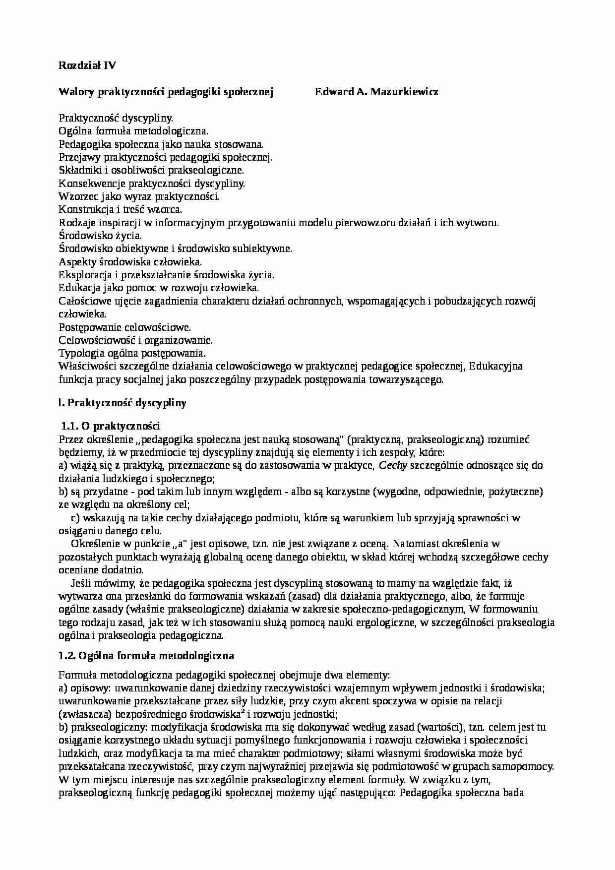 Walory praktyczności pedagogiki społecznej - strona 1