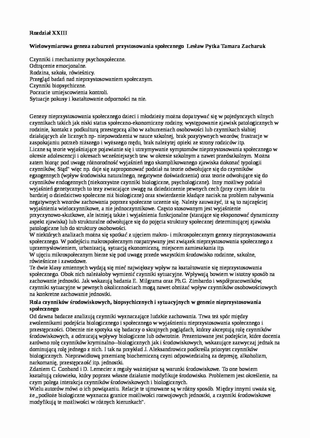 Wielowymiarowa geneza zaburzeń przystosowania społecznego - strona 1