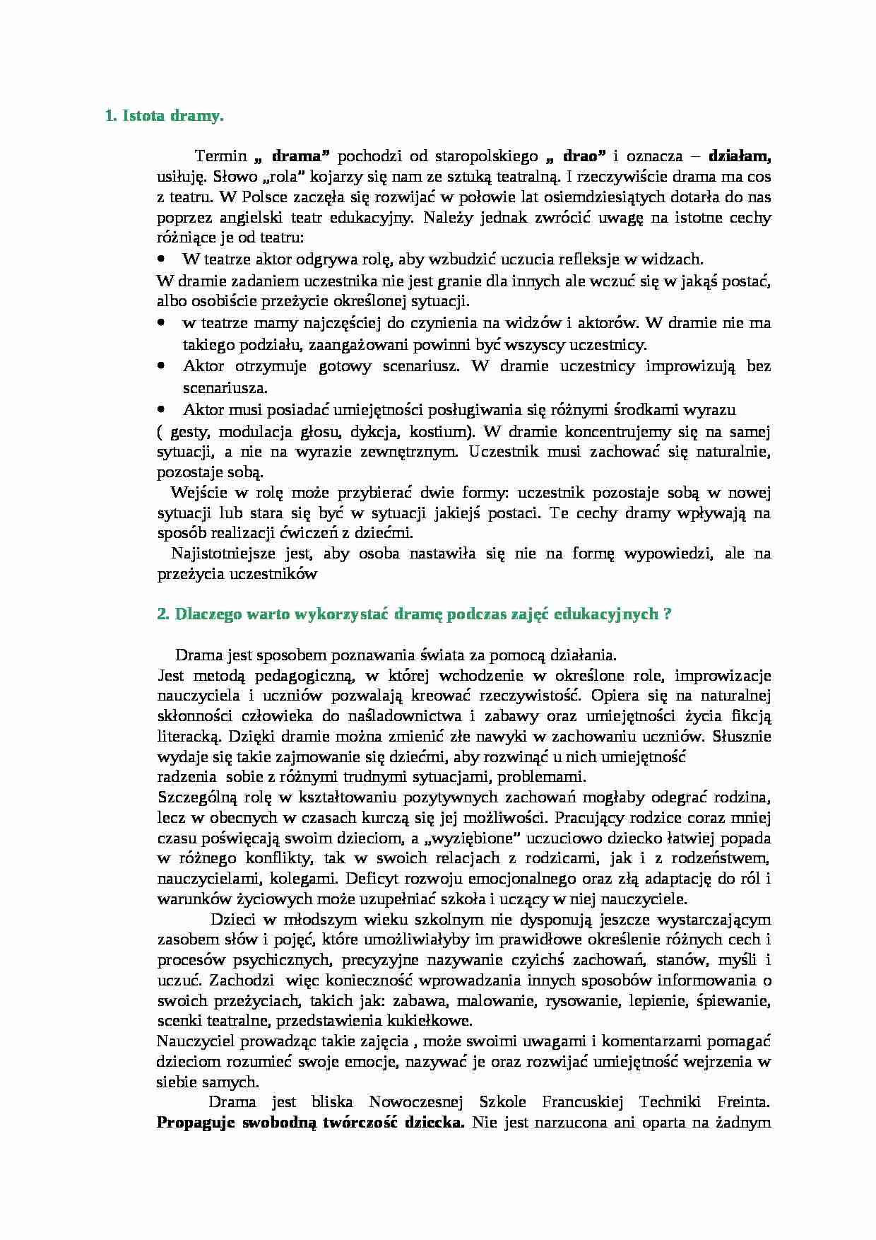 Drama w nauczaniu i wychowaniu - strona 1