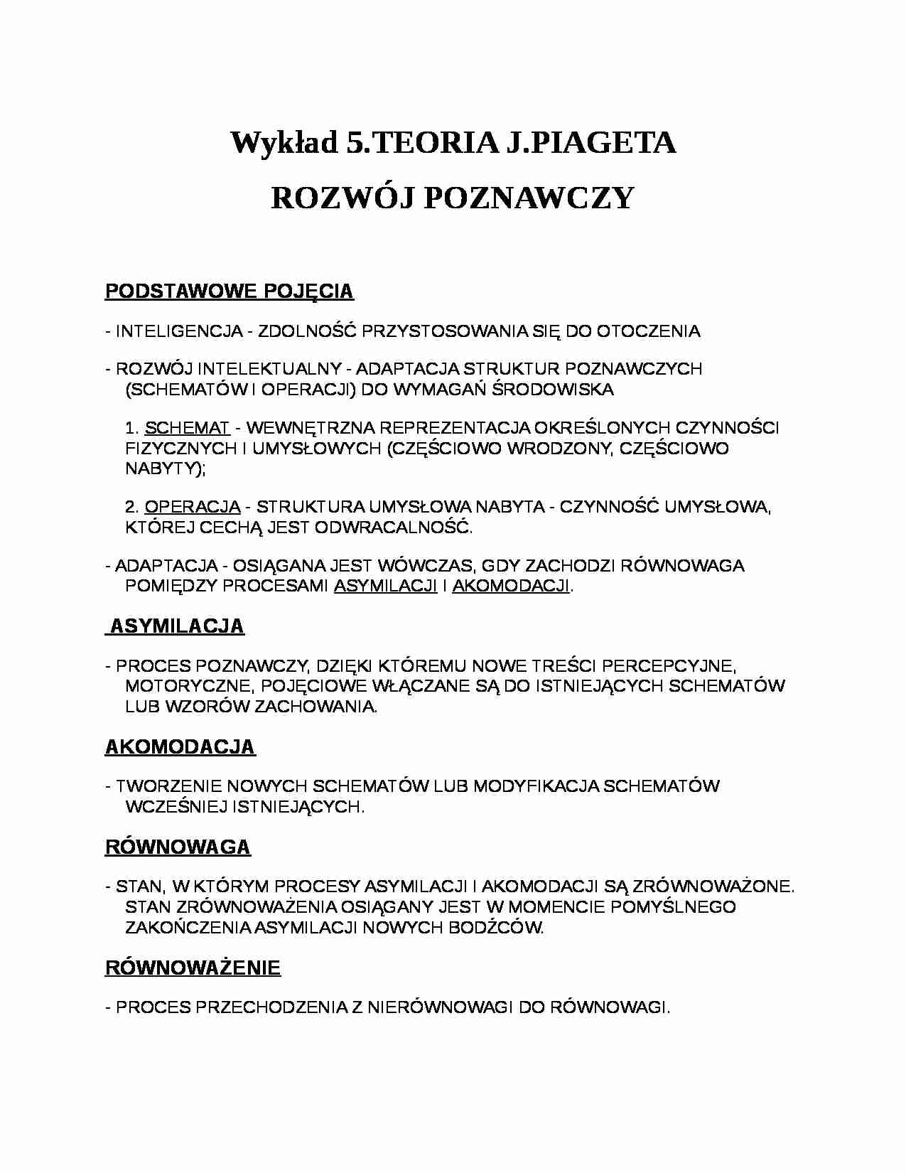 Piaget- rozwój poznawczy - strona 1