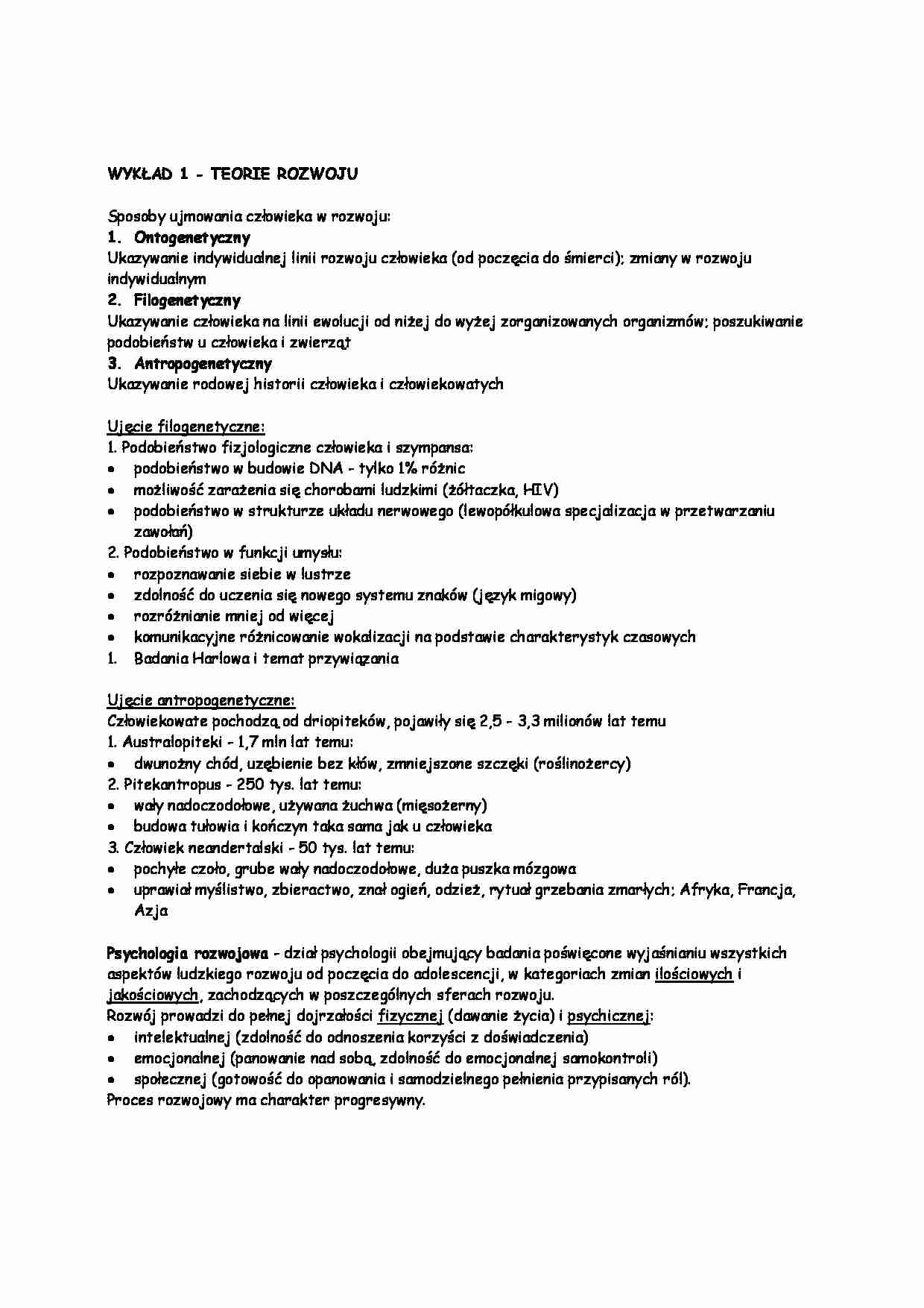 Psychologia rozwoju człowieka  - strona 1