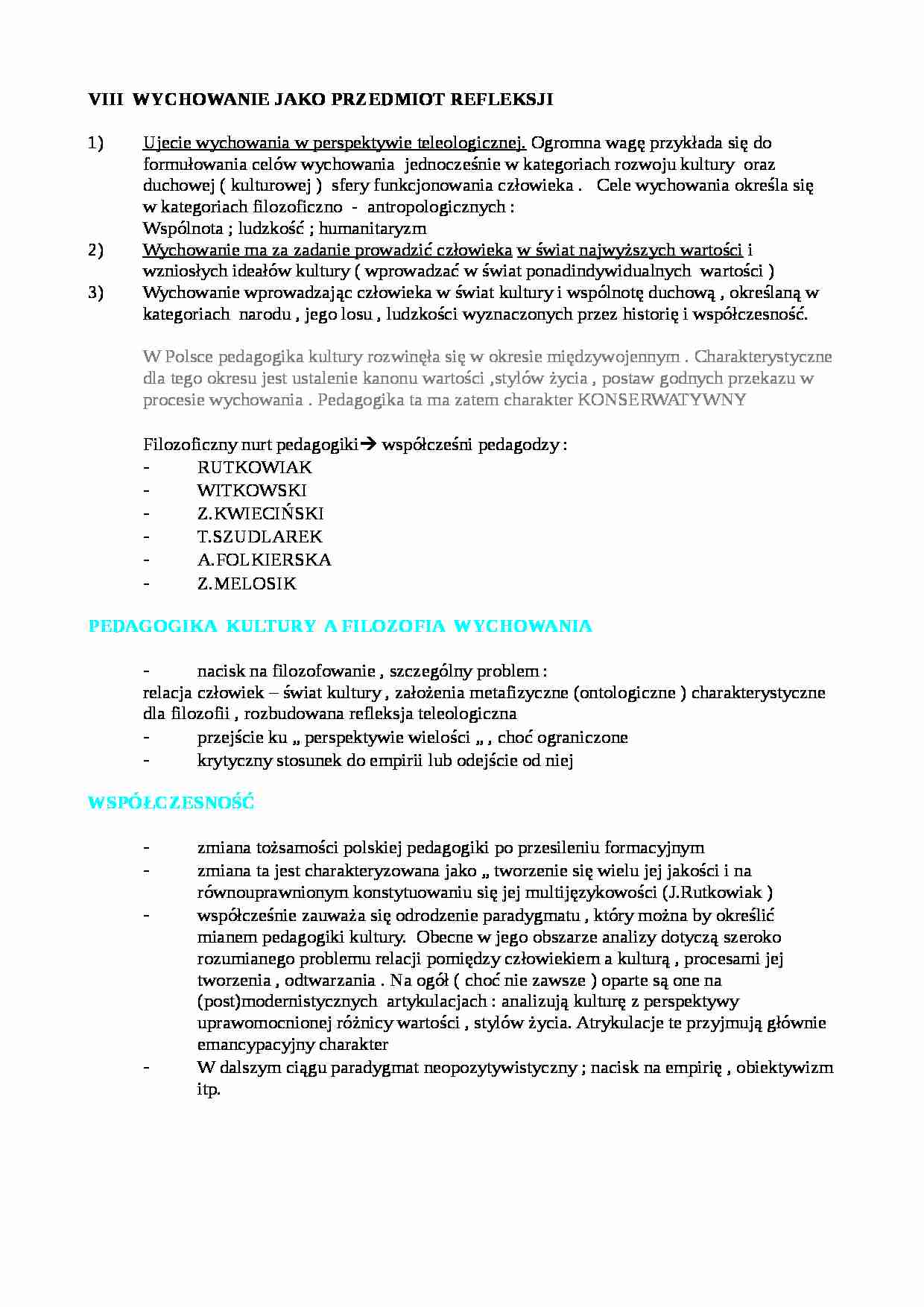 Wychowanie jako przedmiot refleksji  - strona 1