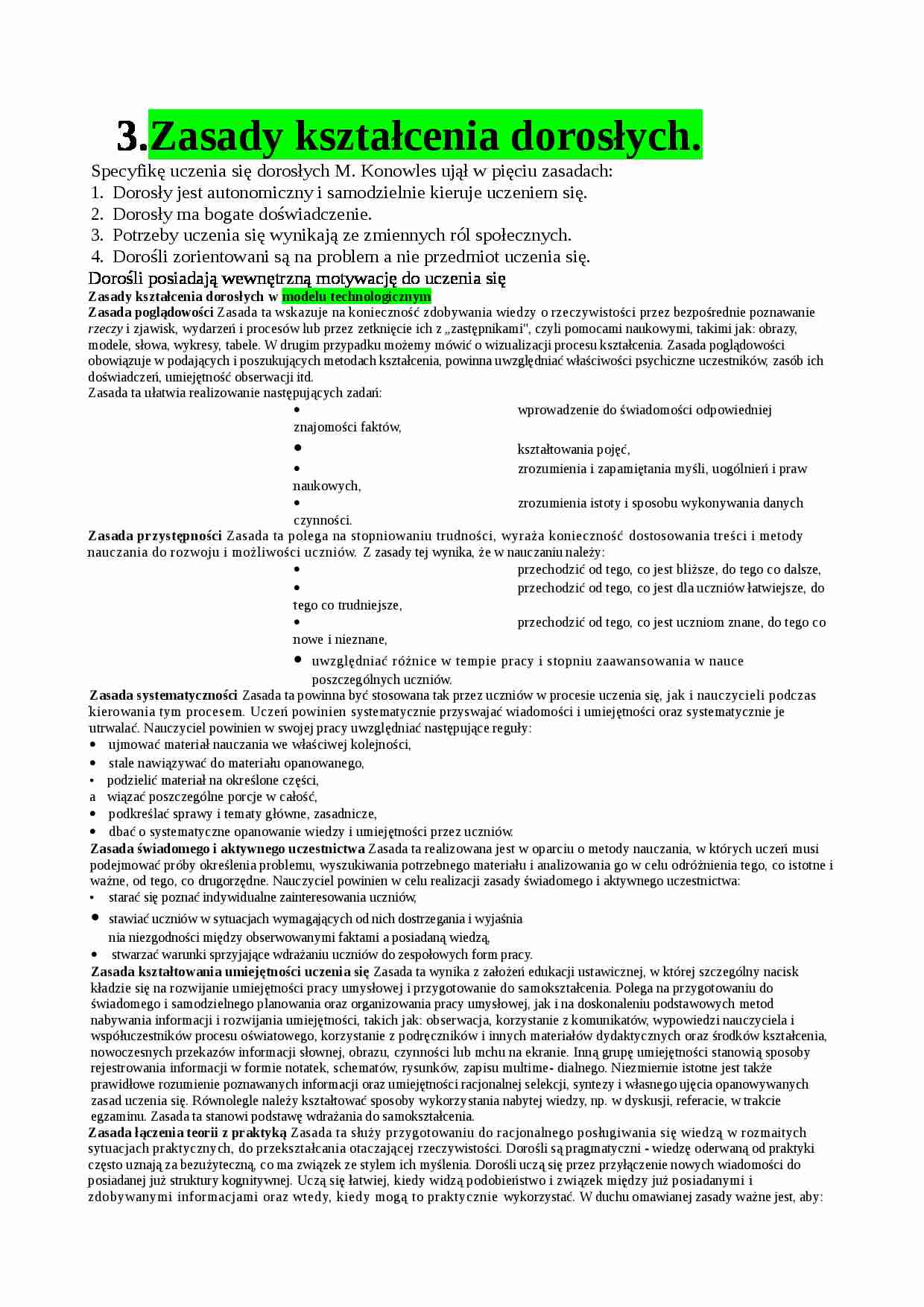 Zasady kształcenia dorosłych - strona 1