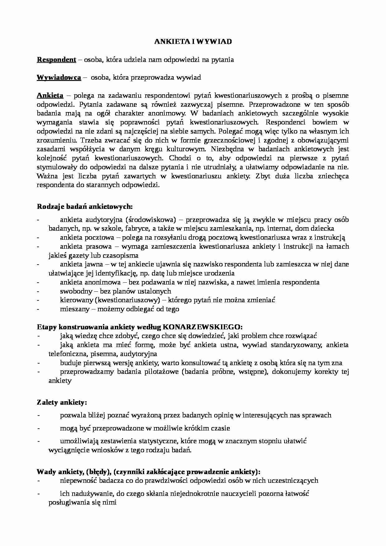 Ankieta i wywiad  - strona 1