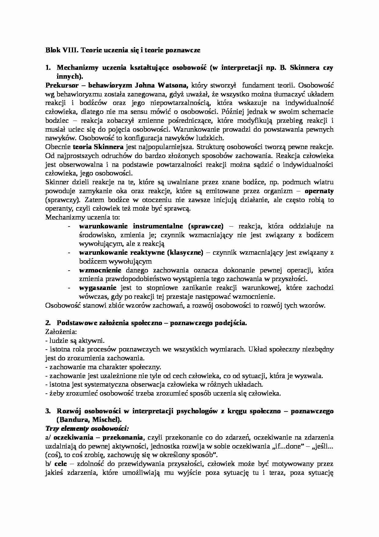 Teorie uczenia się i teorie poznawcze - strona 1