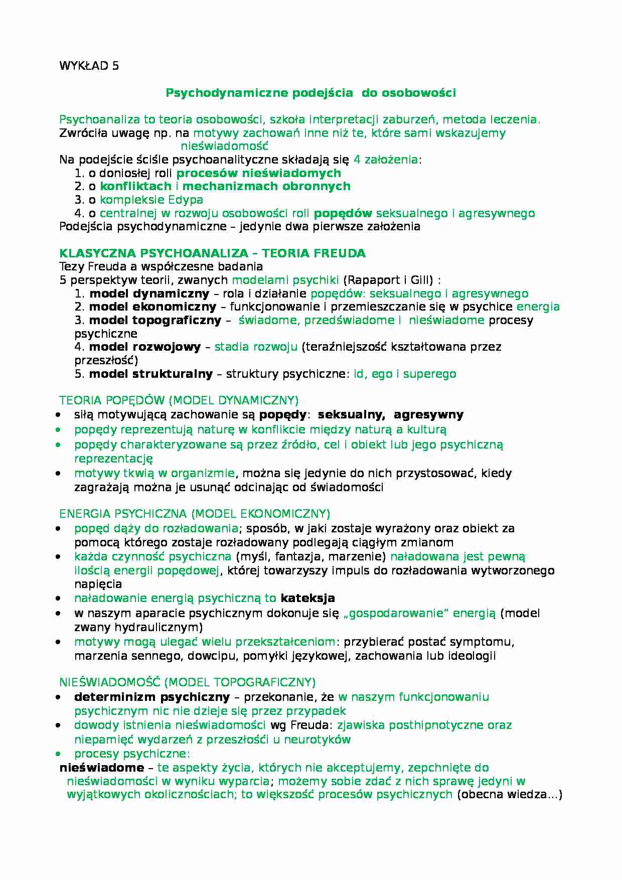 Psychodynamiczne podejścia do osobowości - strona 1