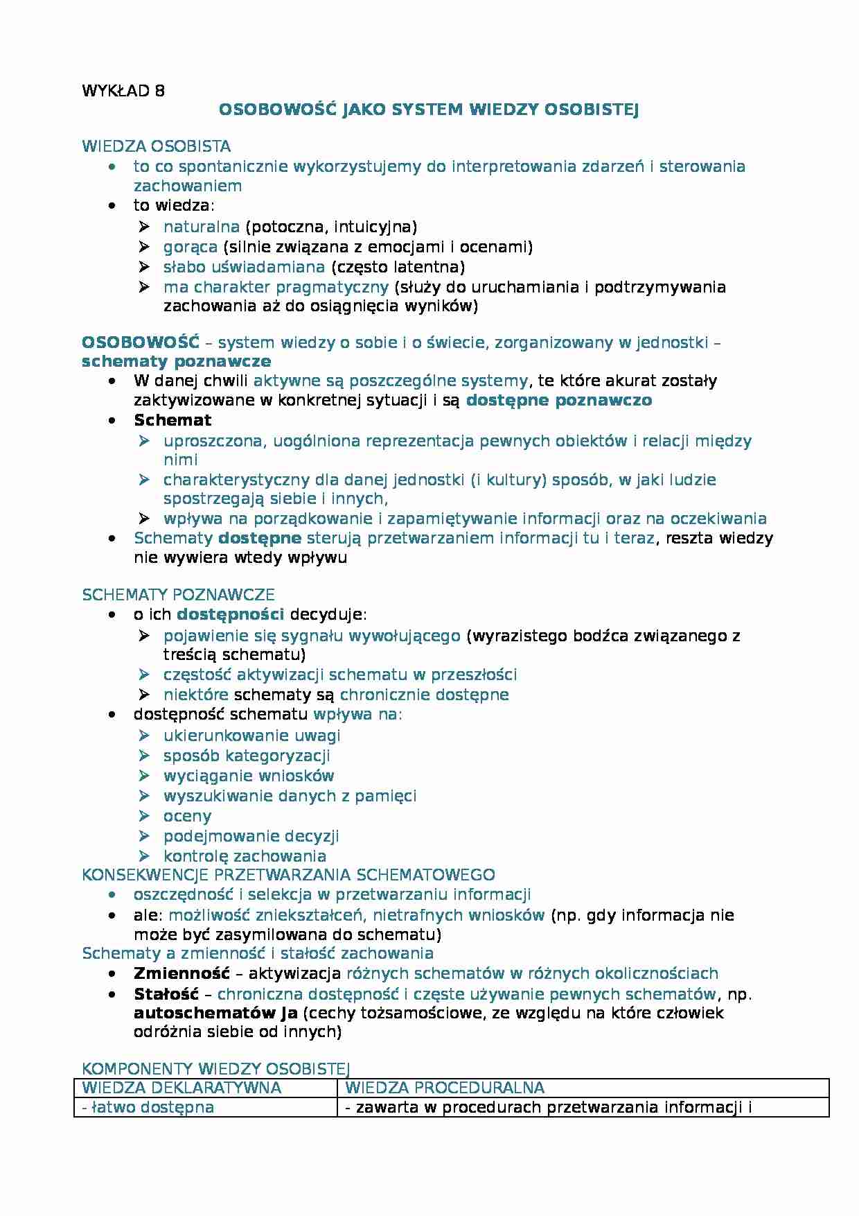 Osobowość jako system wiedzy osobistej  - strona 1