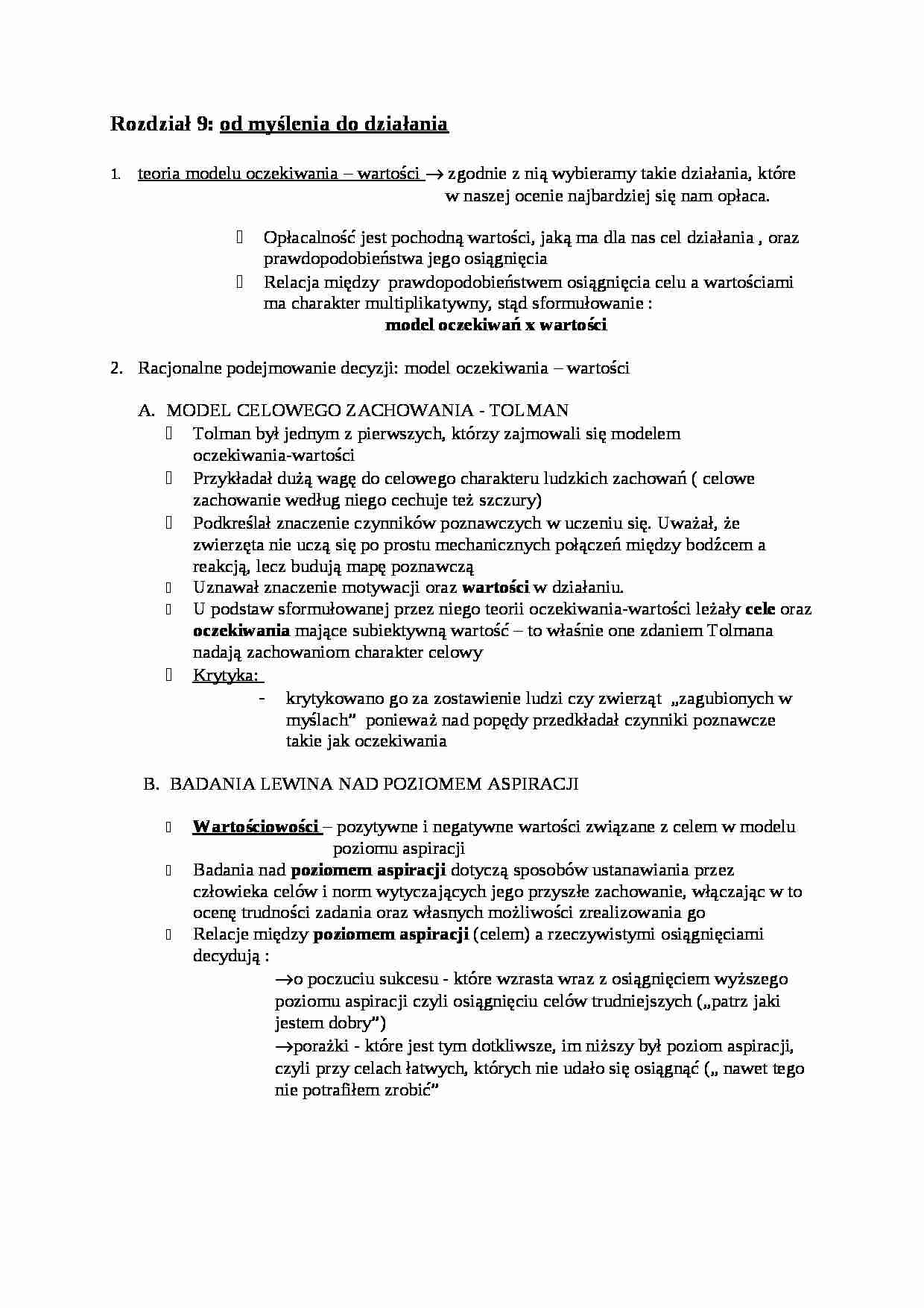 Od myślenia do działania - opracowanie  - strona 1