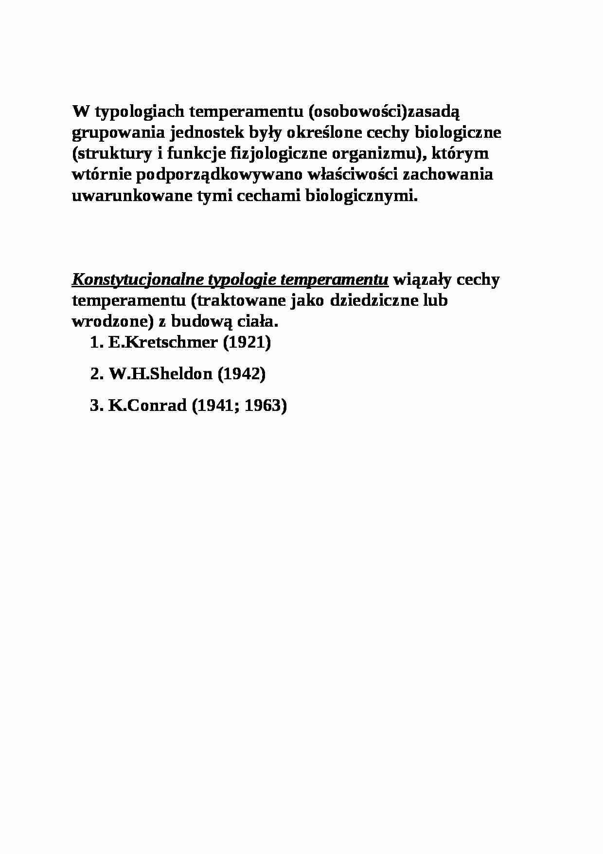 Typologie temperamentu - opracowanie  - strona 1