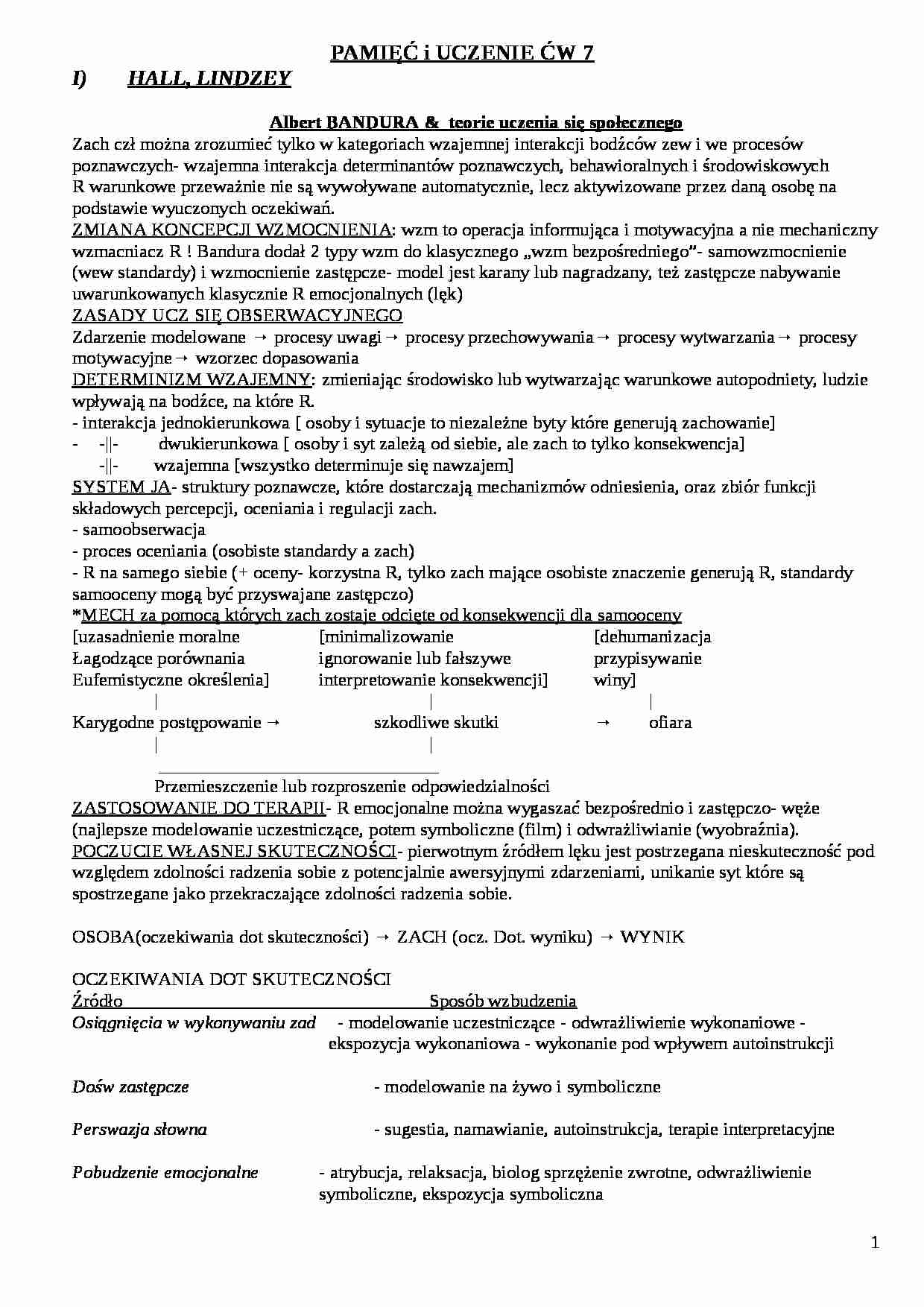 Teorie uczenia się - ćwiczenia 7 - strona 1