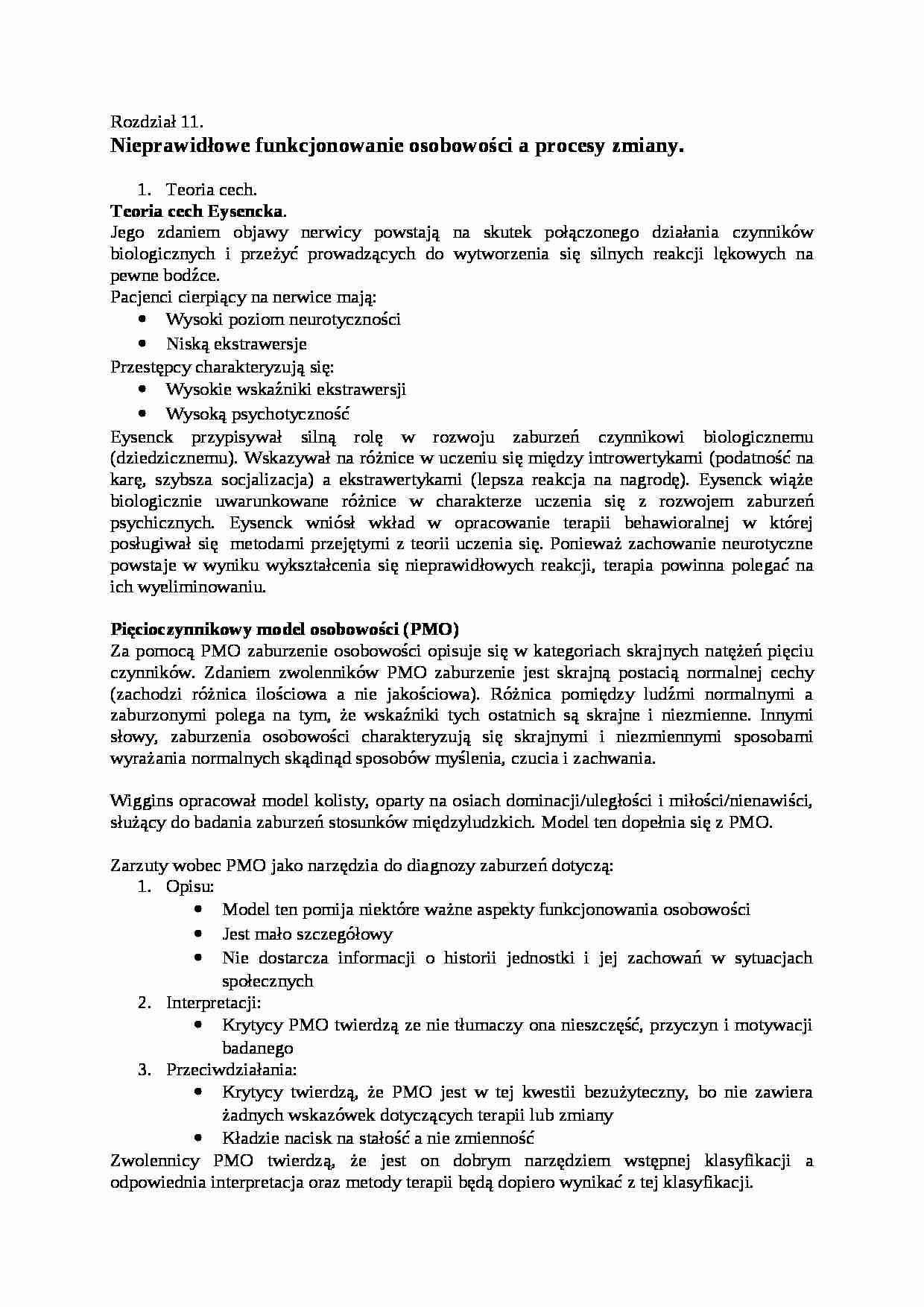 Nieprawidłowe funkcjonowanie osobowości a procesy zmiany  - strona 1