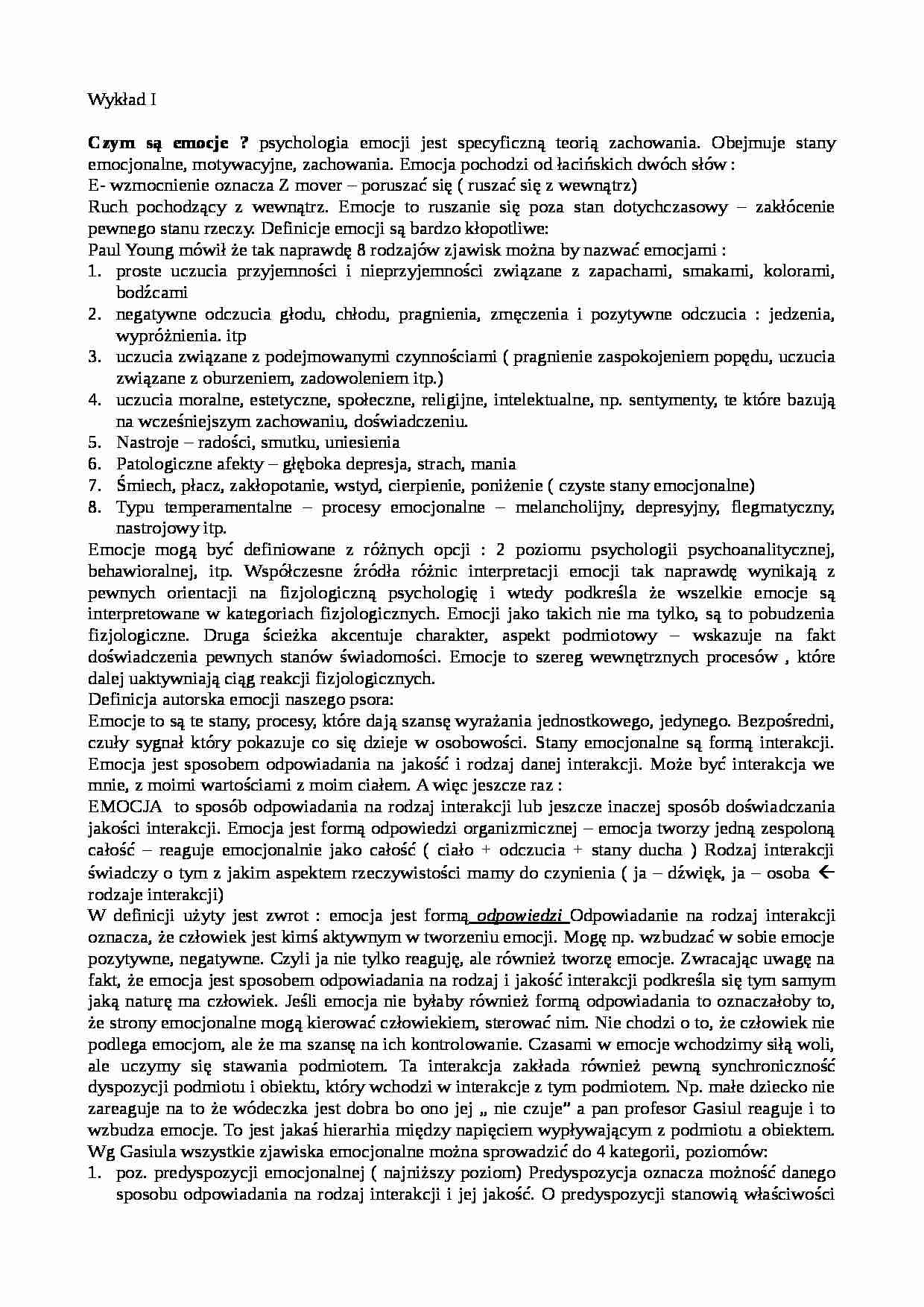 Emocje - wykład 1 - strona 1