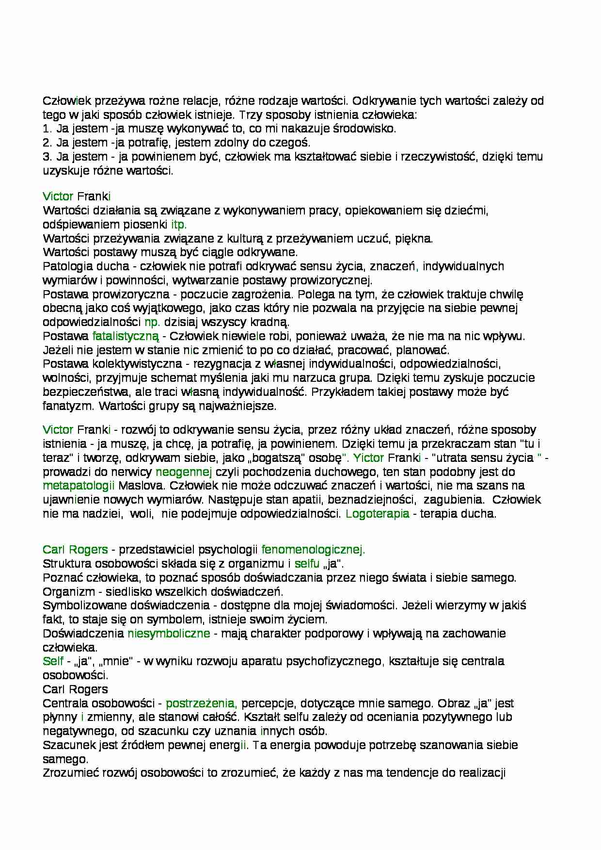 Psychologia osobowości - opracowanie pojęć - Postawa fatalistyczna - strona 1