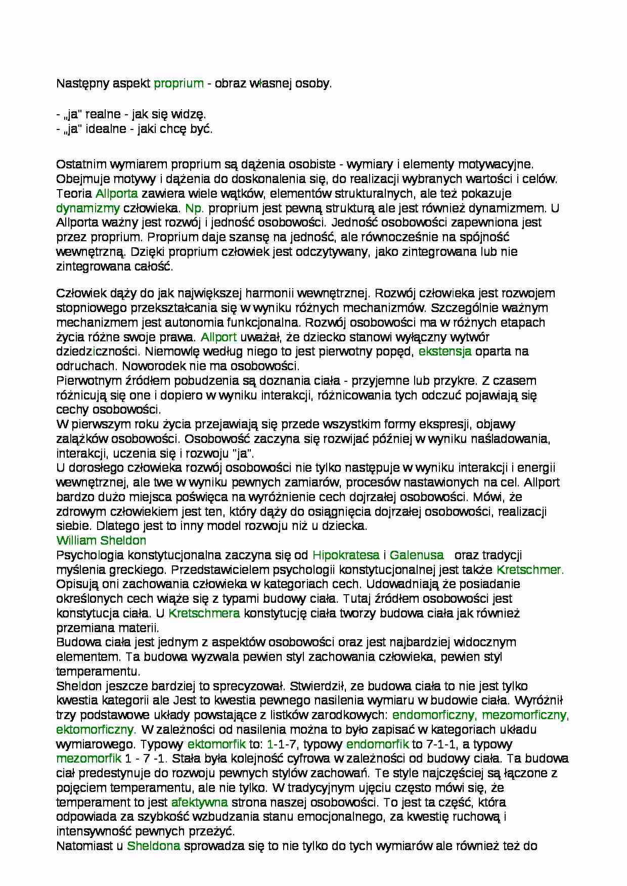 Psychologia osobowości - opracowanie pojęć 11 - strona 1