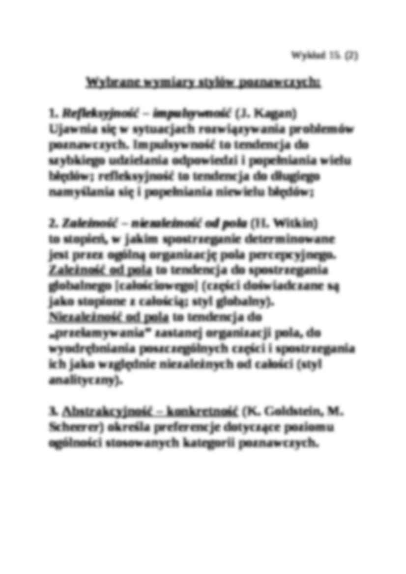 Style poznawcze - wykład nr 15 - strona 2