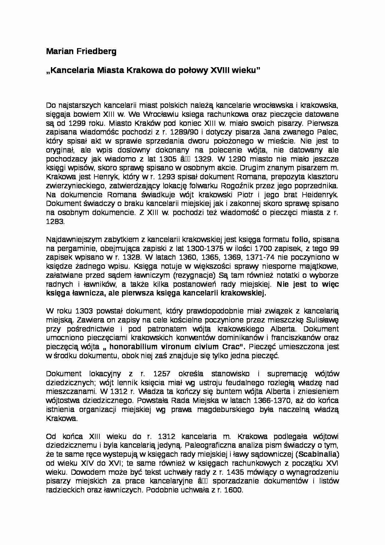 Kancelaria Krakowska - opracowanie  - strona 1