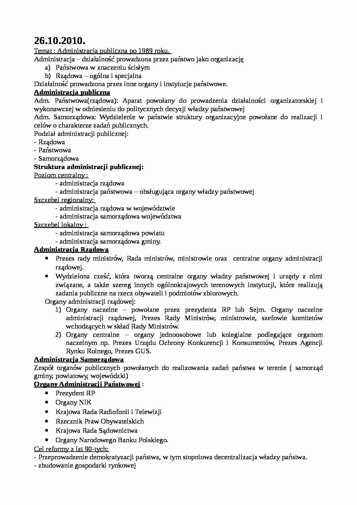 Administracja publiczna po 1989 roku - strona 1