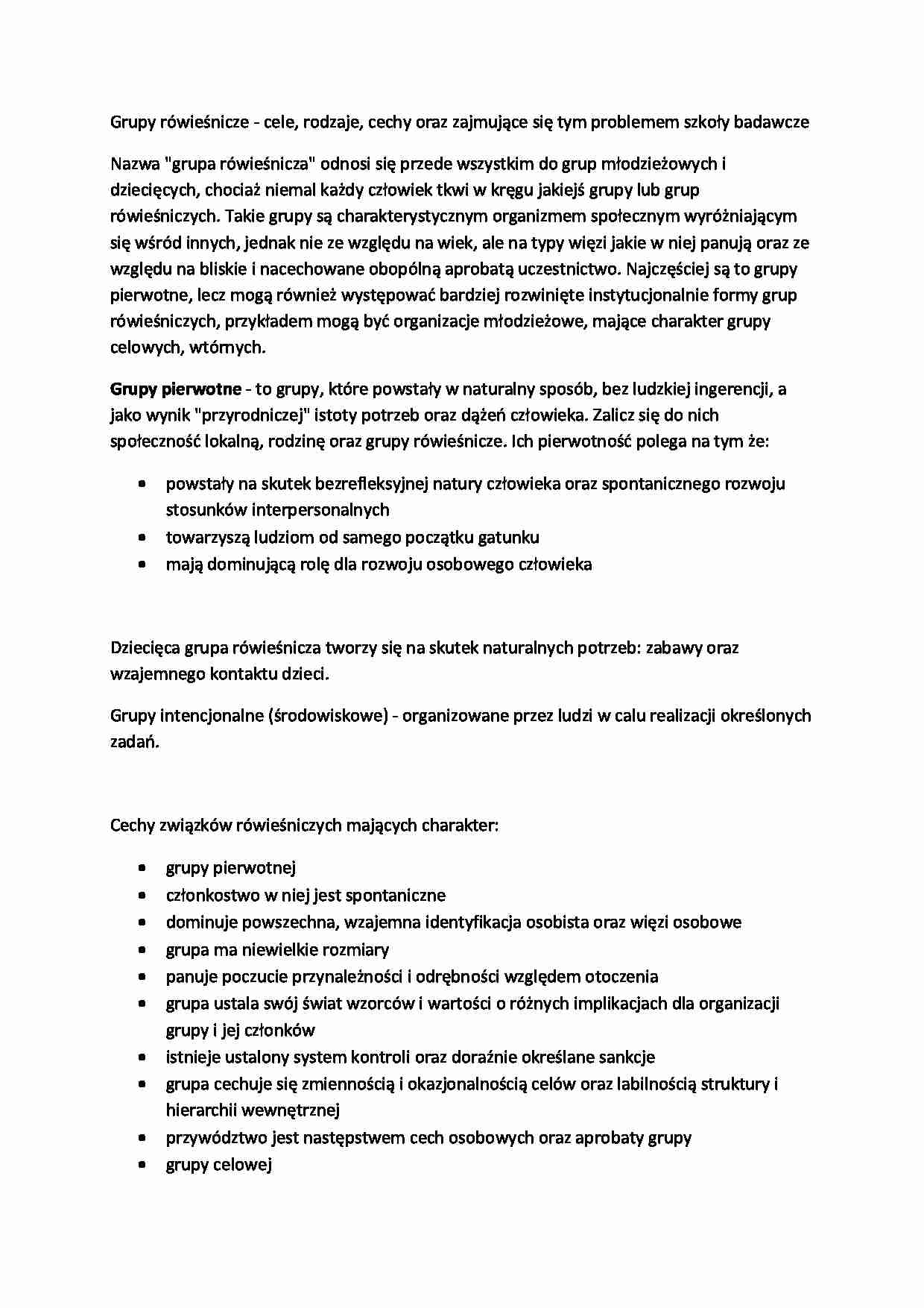 Grupy rówieśnicze - cele i rodzaje - strona 1