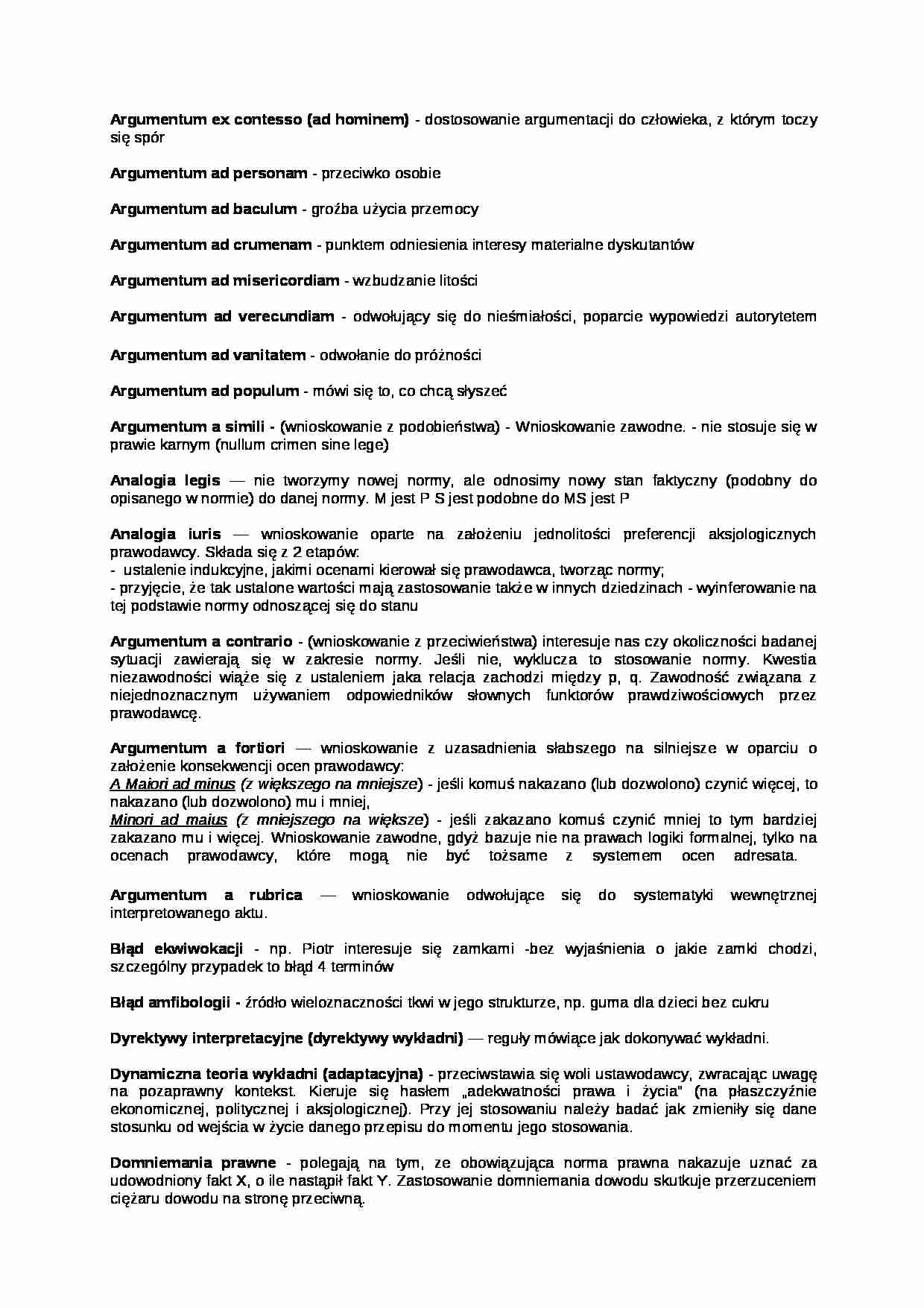 Pojęcia z wykładni prawa - strona 1