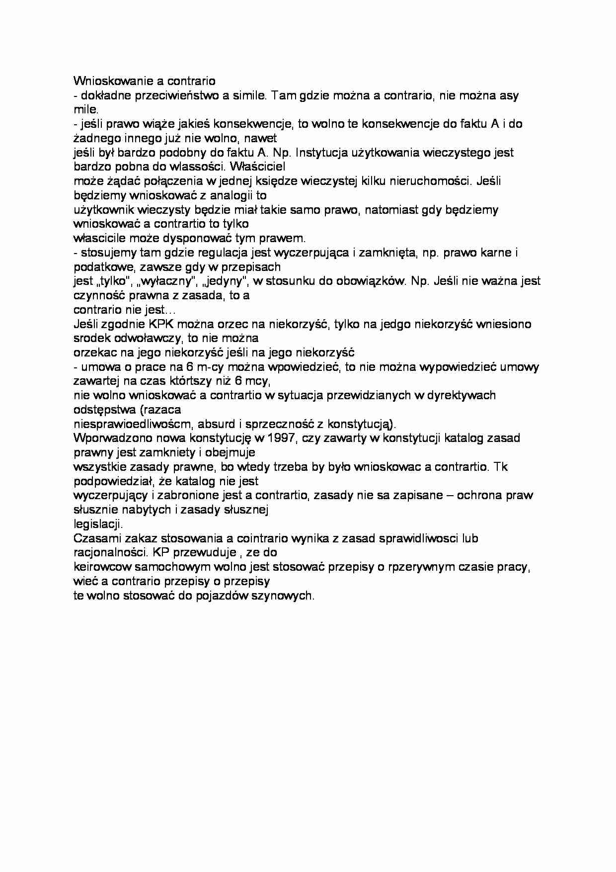 Wnioskowanie a contrario - strona 1