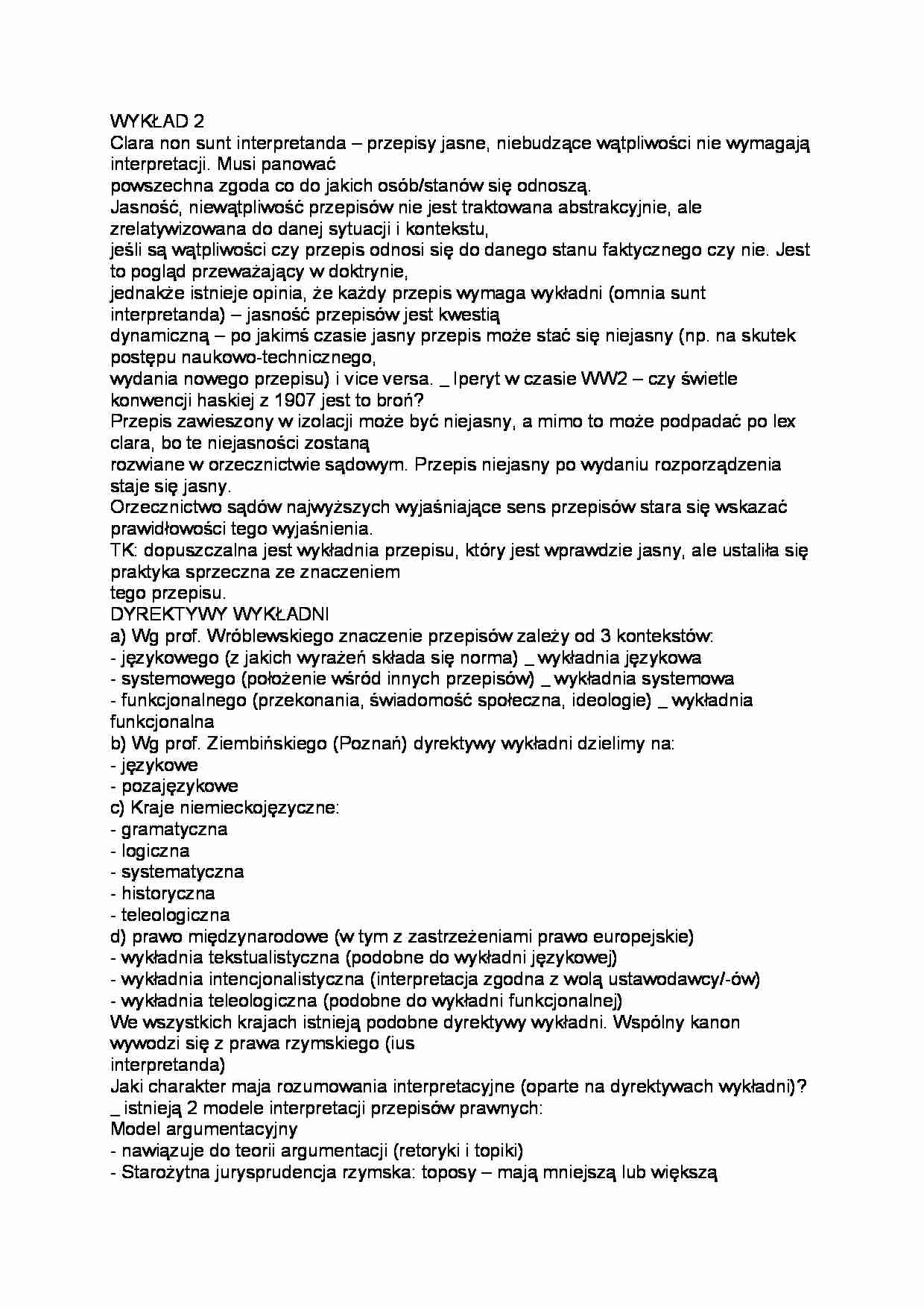 Wykładnia prawa - wykład - strona 1