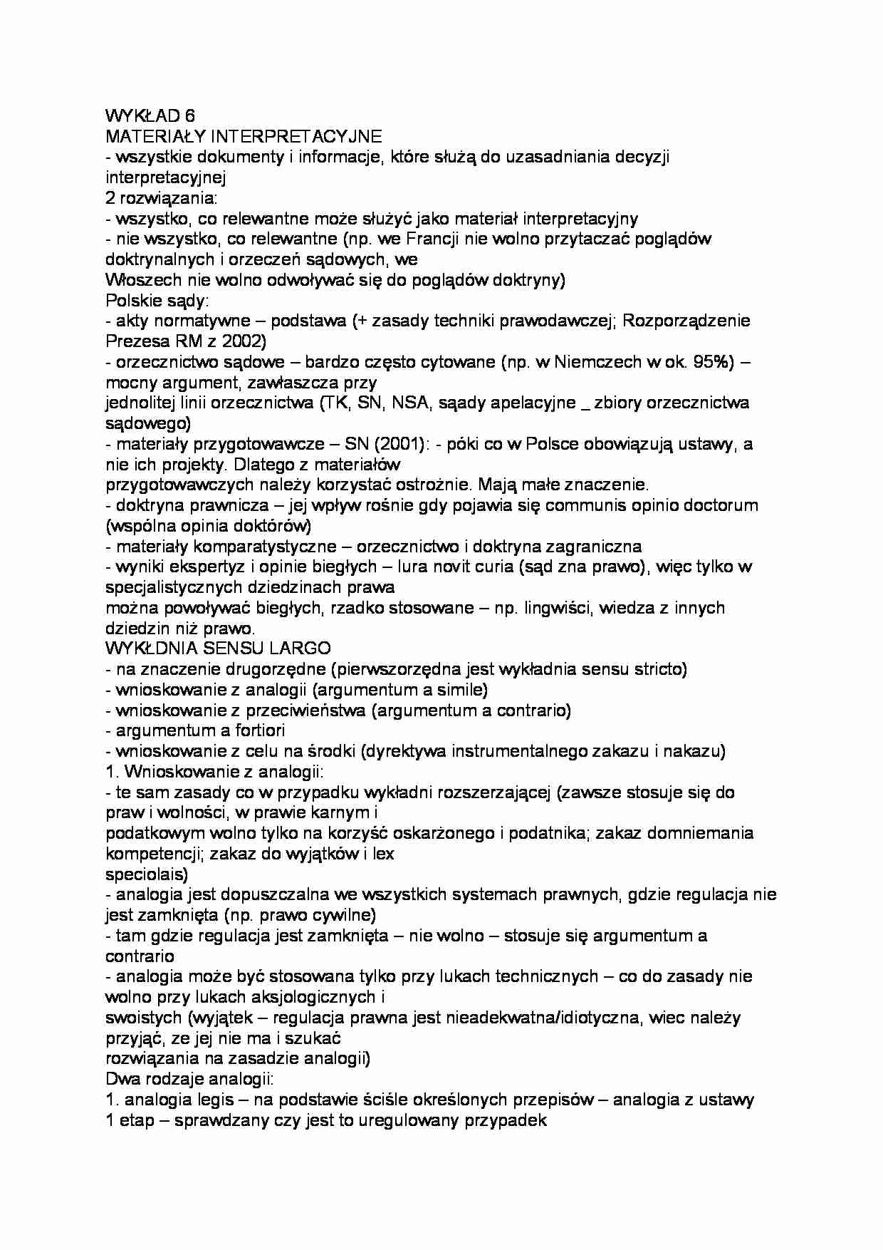 Materiały interpretacyjne - wykład - strona 1