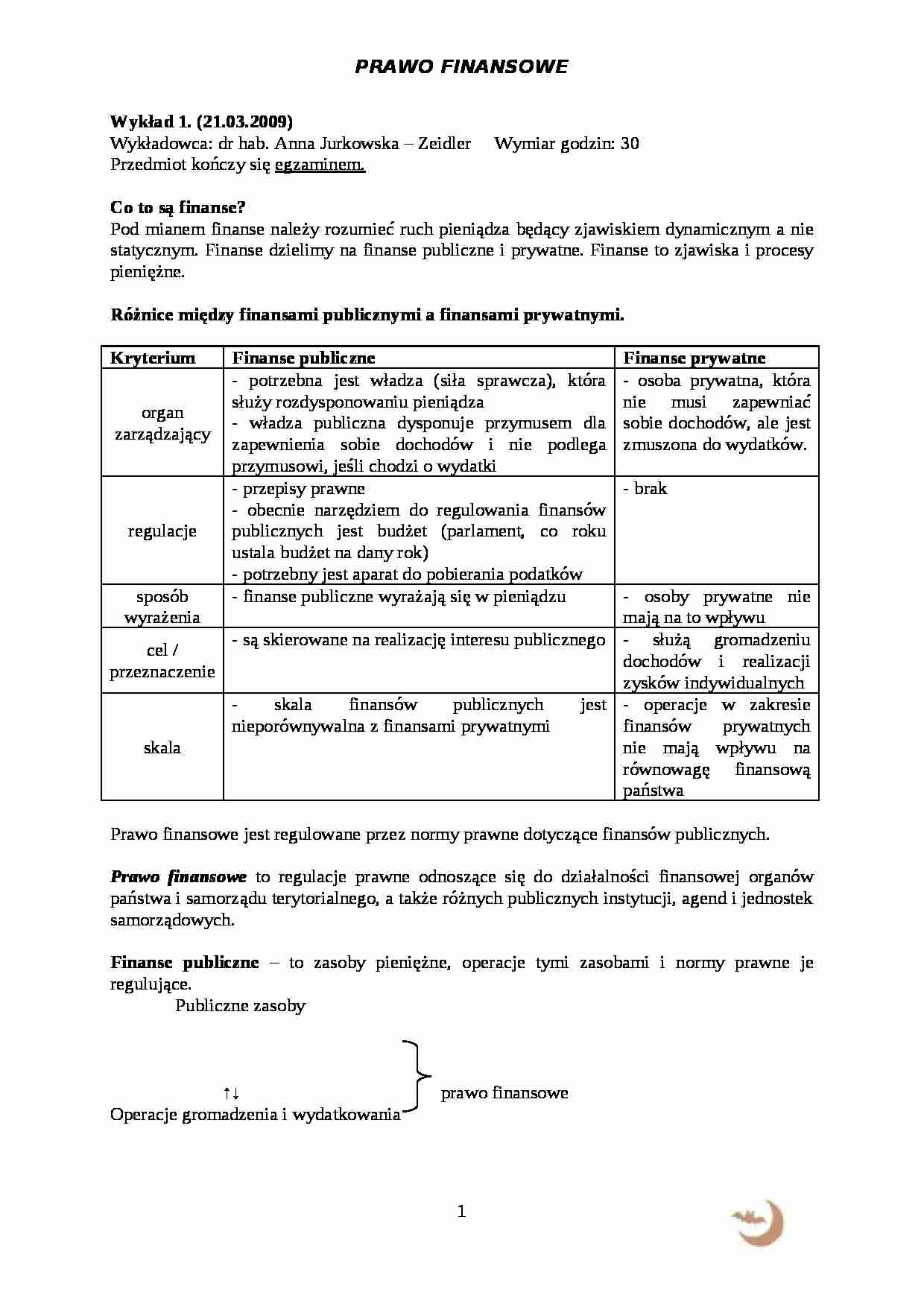 Wykład 1 Prawo finansowe - strona 1