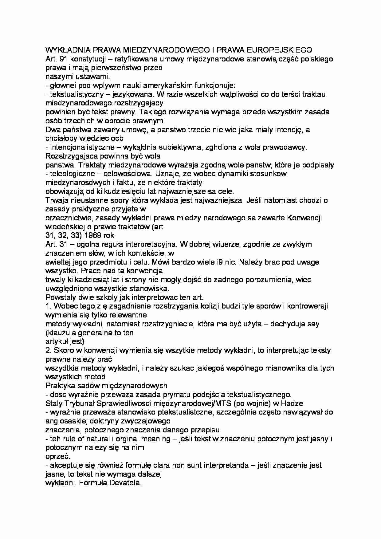 Wykładnia prawa międzynarodowego i europejskiego - strona 1