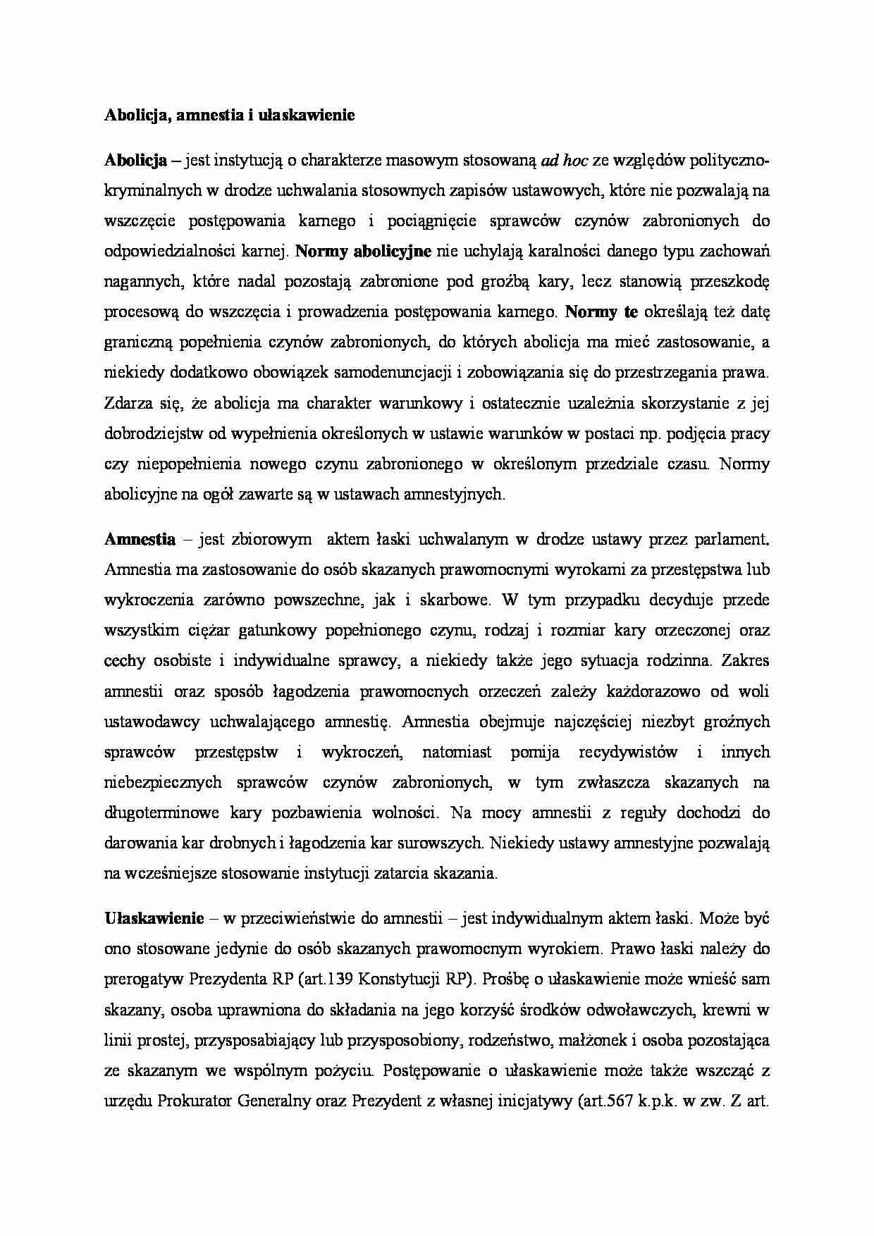 Abolicja, amnestia i ułaskawienie - strona 1
