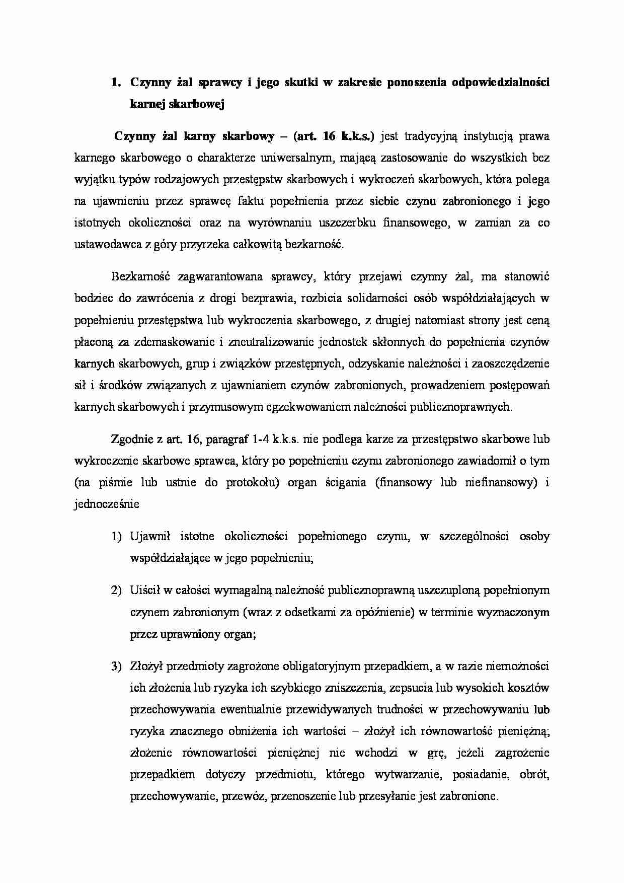 Czynny żal sprawcy i jego skutki - strona 1