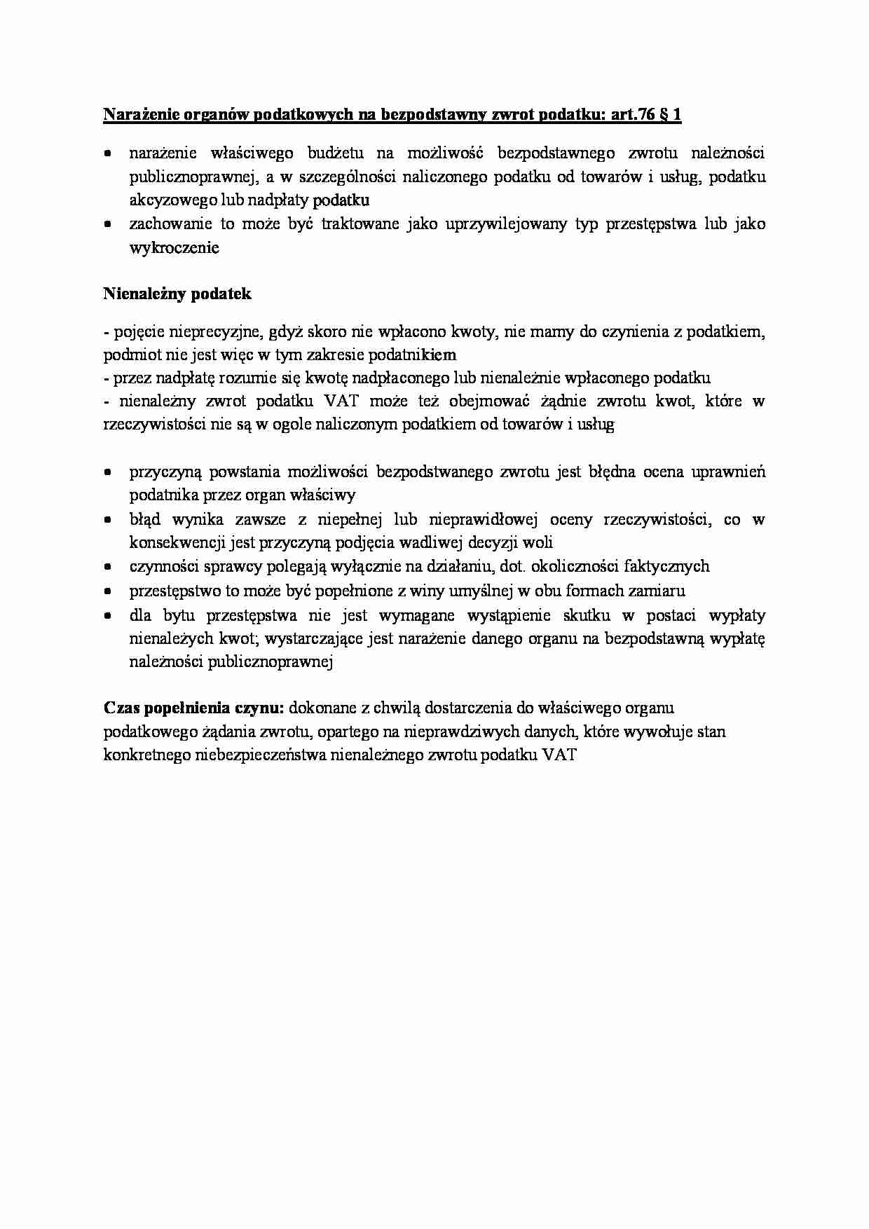 Narażenie organów podatkowych na bezpodstawny zwrot podatku - strona 1