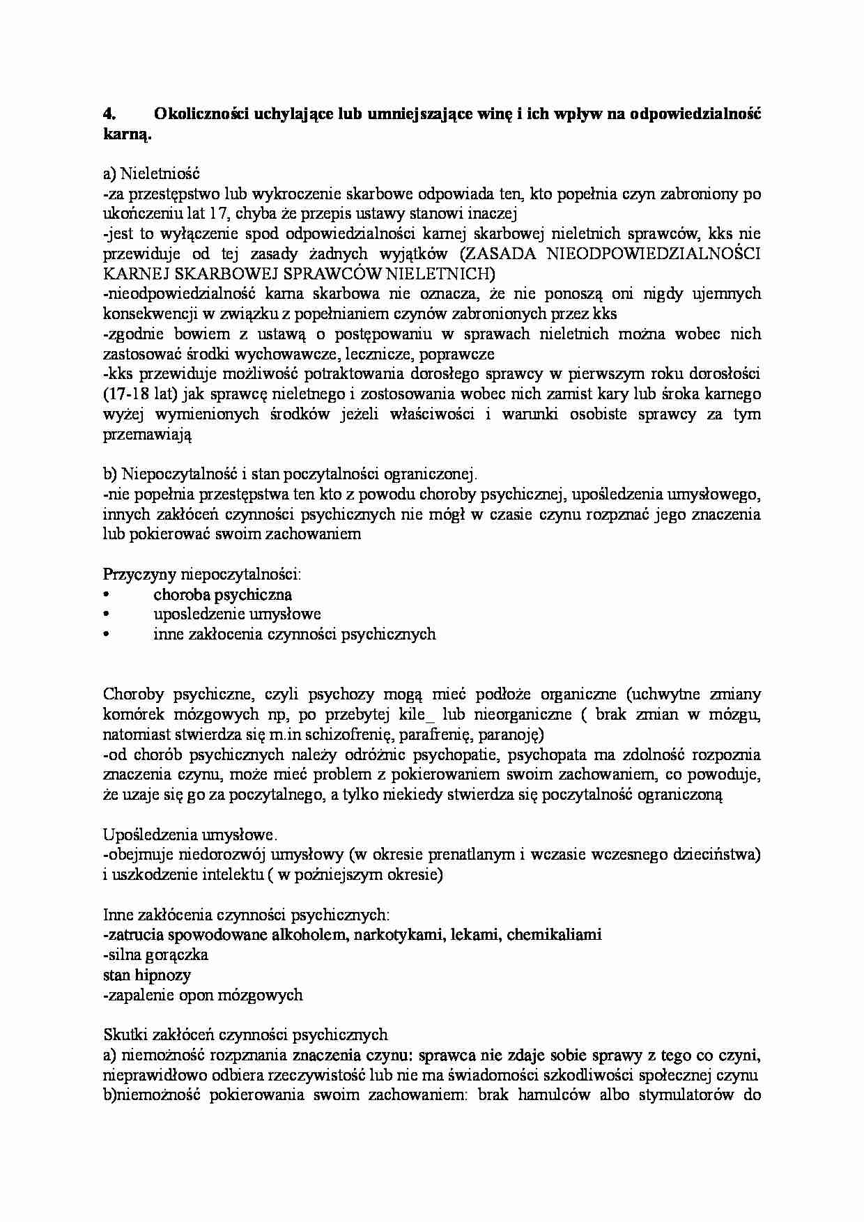Okoliczności uchylające lub umniejszające winę - strona 1