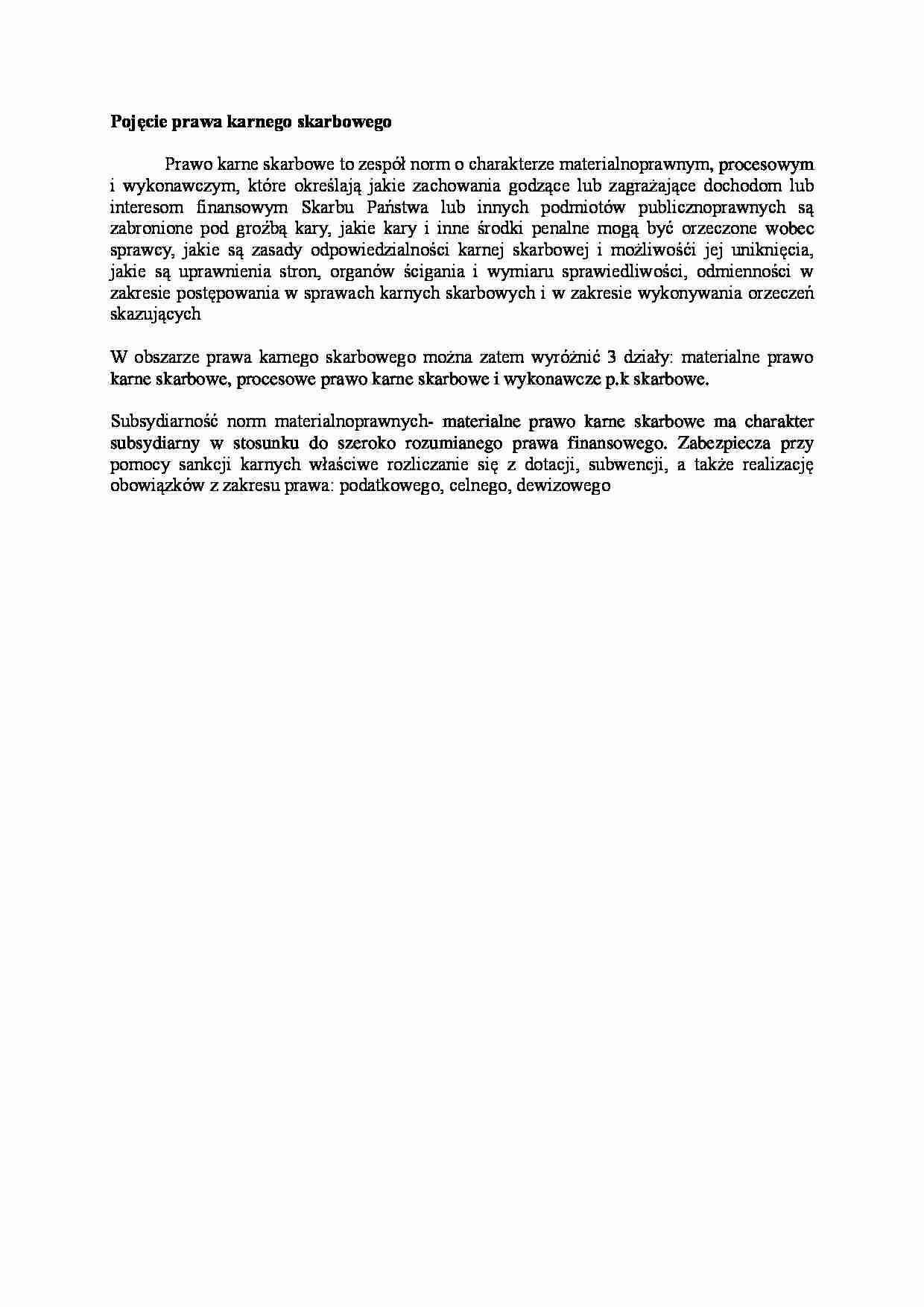 Pojęcie prawa karnego skarbowego - strona 1