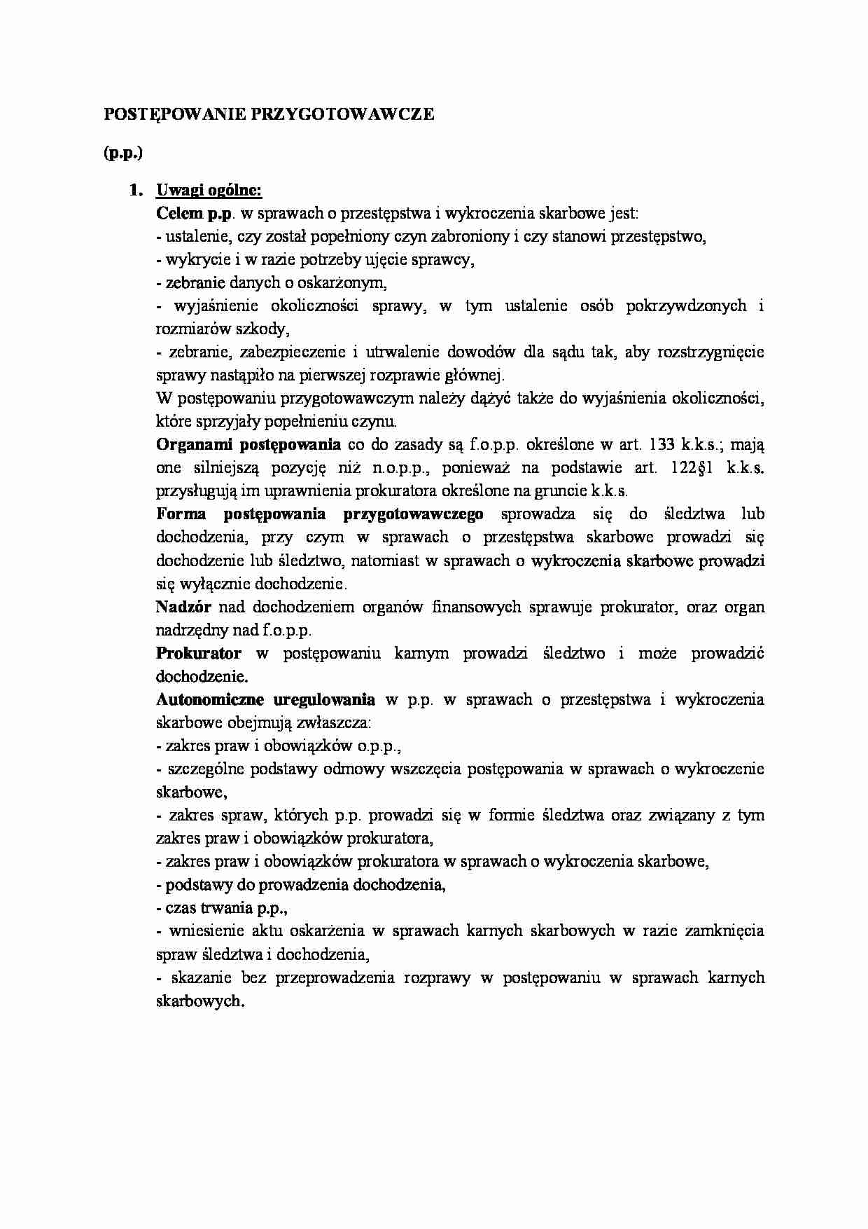 Postępowanie przygotowawcze i jego cele - strona 1