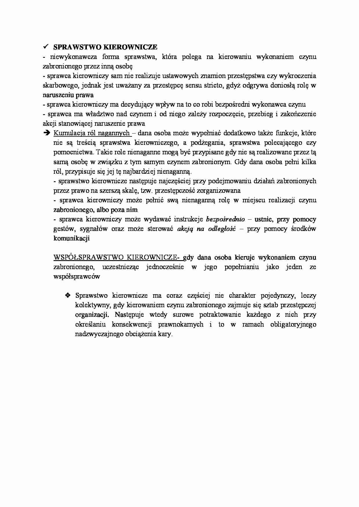 Sprawstwo kierownicze - wykład - strona 1